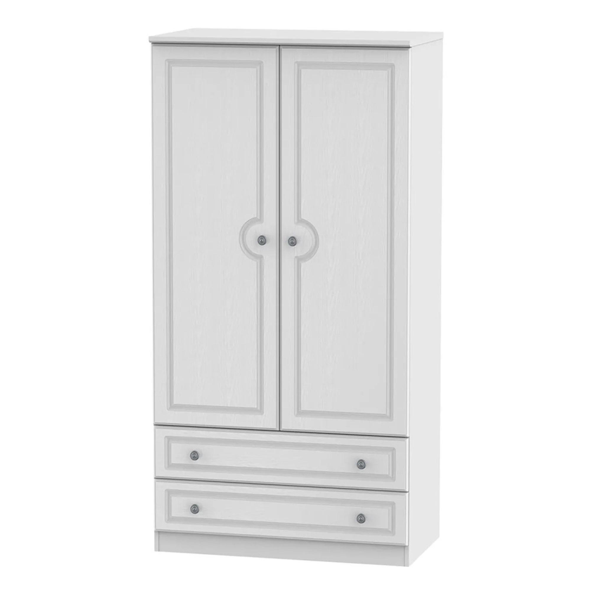 Pembroke Wardrobe - 2 Door - 2 Drawer - Double - H 182.4cm - White