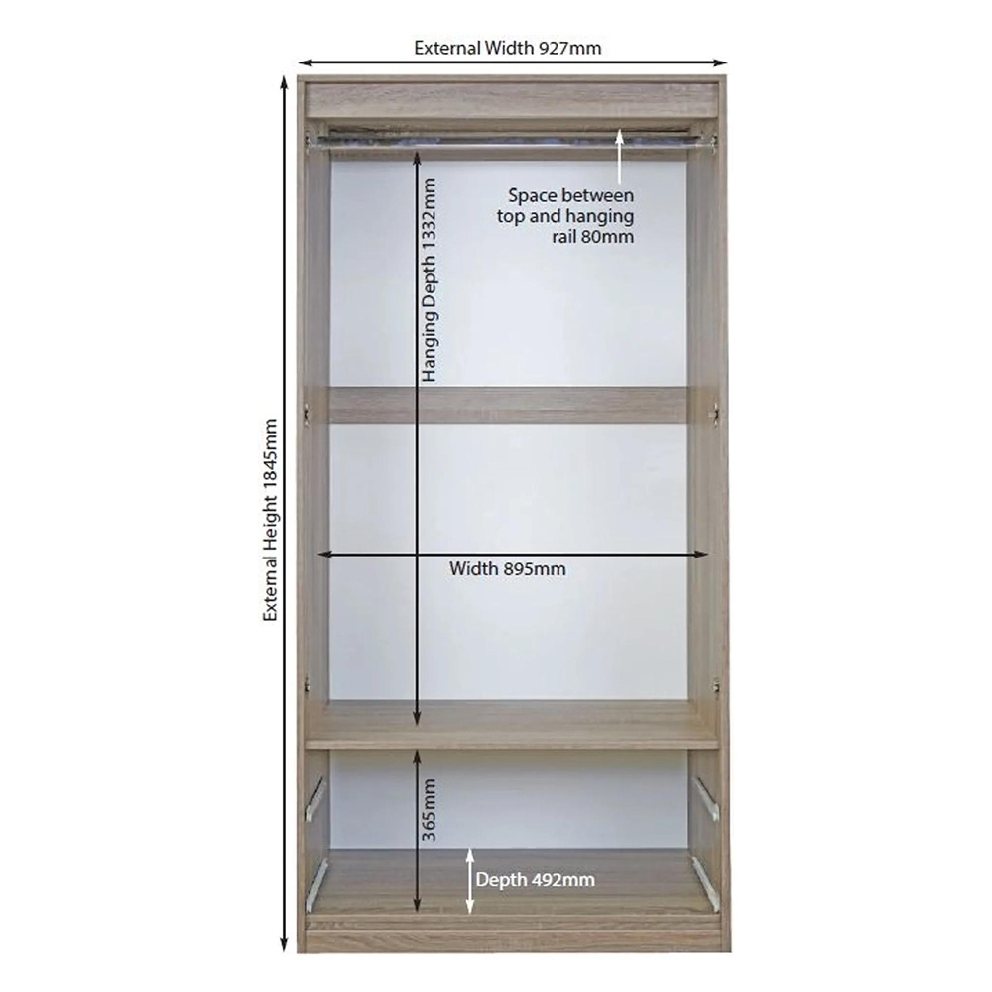 Pembroke Wardrobe - 2 Door - 2 Drawer - Double - H 182.4cm - White