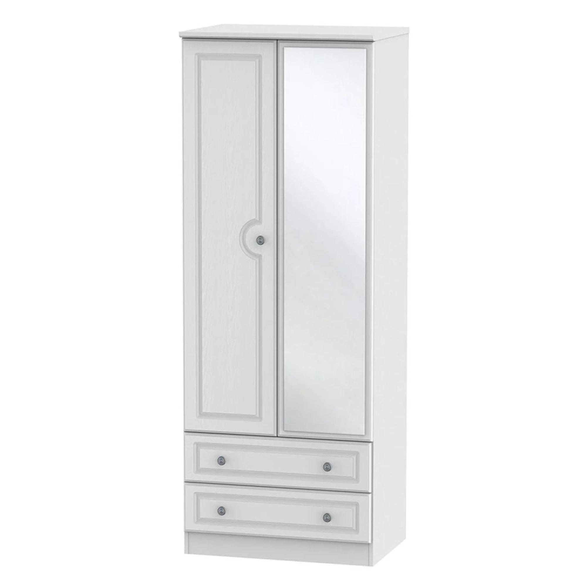 Pembroke Wardrobe - 2 Door - 1 Mirror - Tall - Combi - White