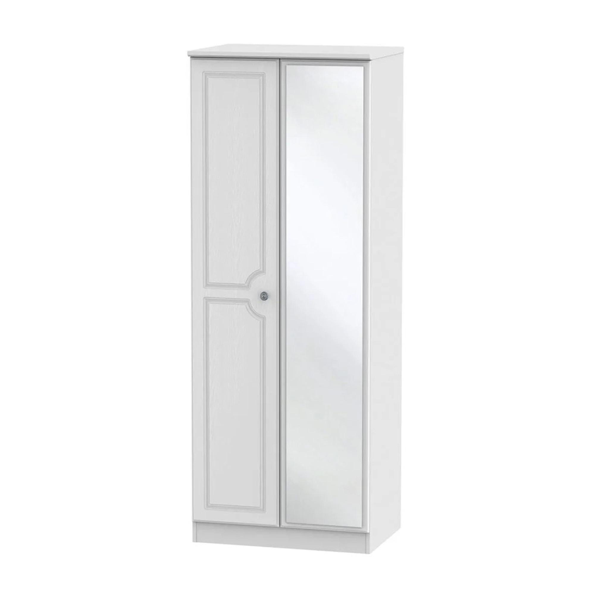 Pembroke Wardrobe - 2 Door - 1 Mirror - Tall - White