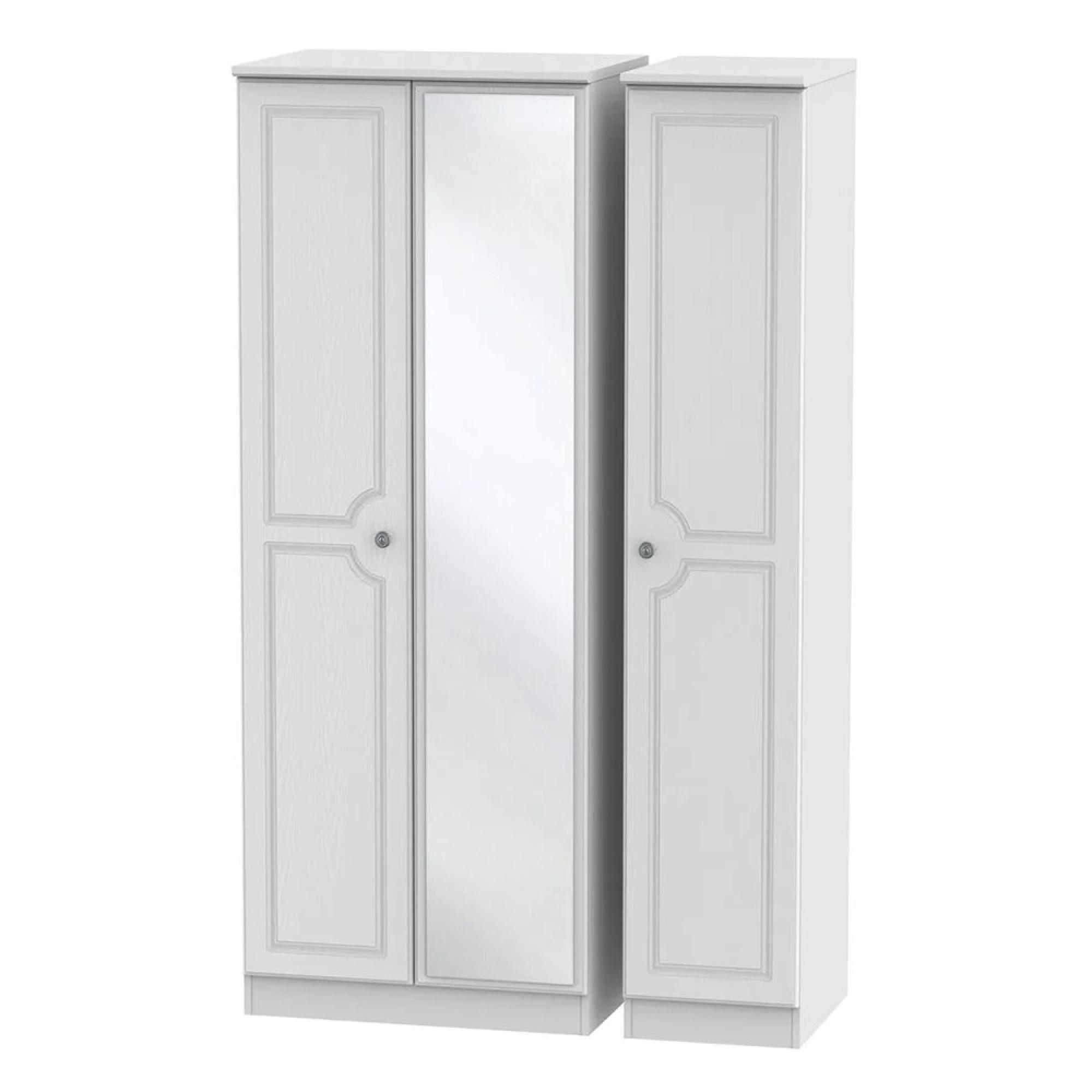 Pembroke Wardrobe - 3 Door - 1 Mirror - Tall - Triple - White