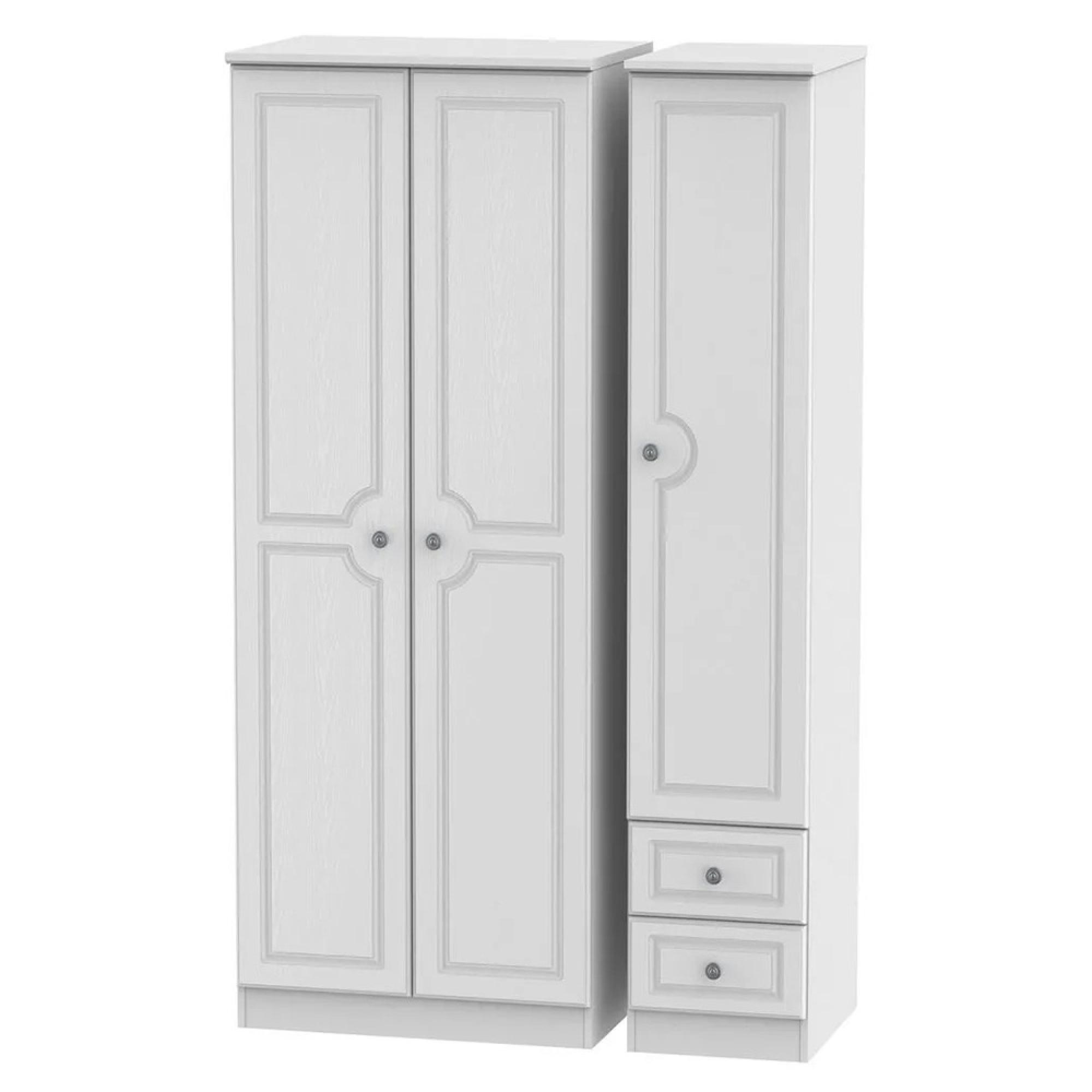 Pembroke Wardrobe - 3 Door - RHF 2 Drawers - Tall - Triple - White