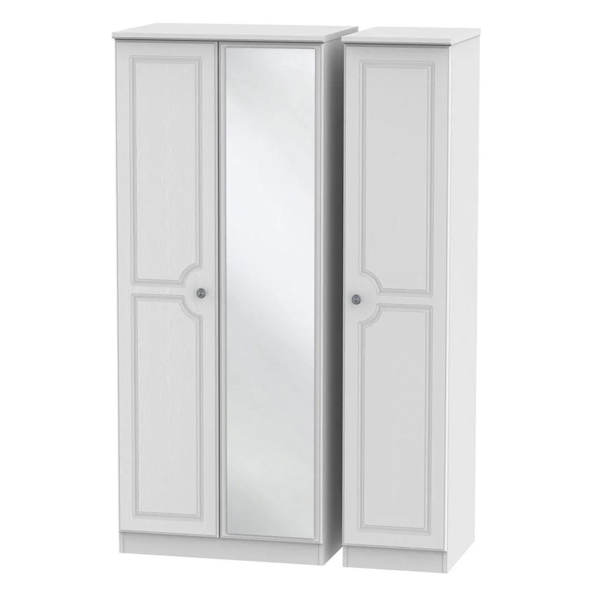 Pembroke Wardrobe - 3 Door - 1 Mirror - Triple - White