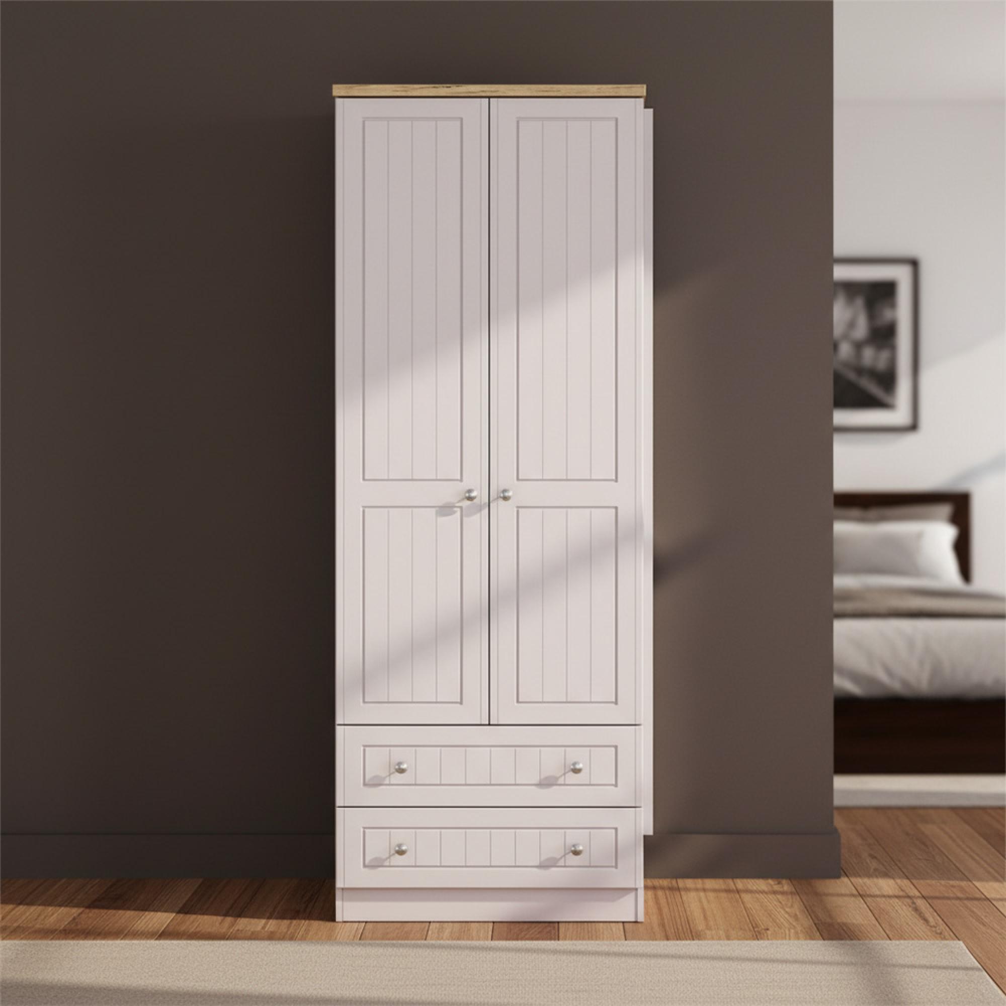 Vienna Wardrobe - 2 Door - 2 Drawer - Tall - Cashmere