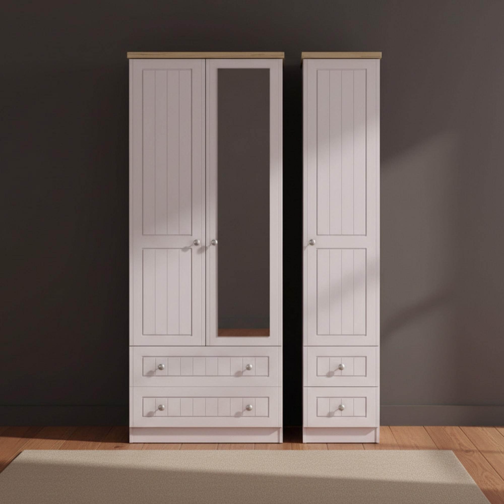Vienna Wardrobe - 3 Door - 1 Mirror - Combi - Cashmere