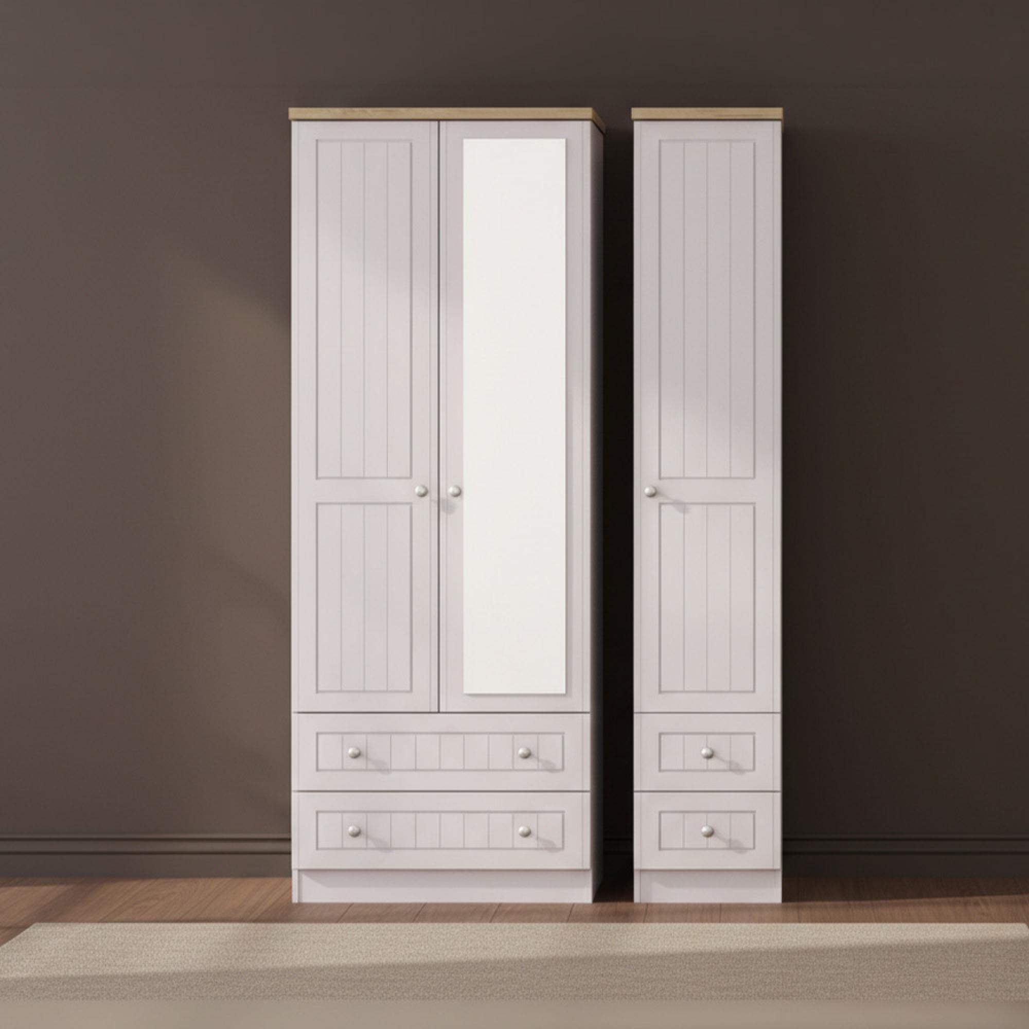 Vienna Wardrobe - 3 Door - 1 Mirror - Tall - Combi - Cashmere