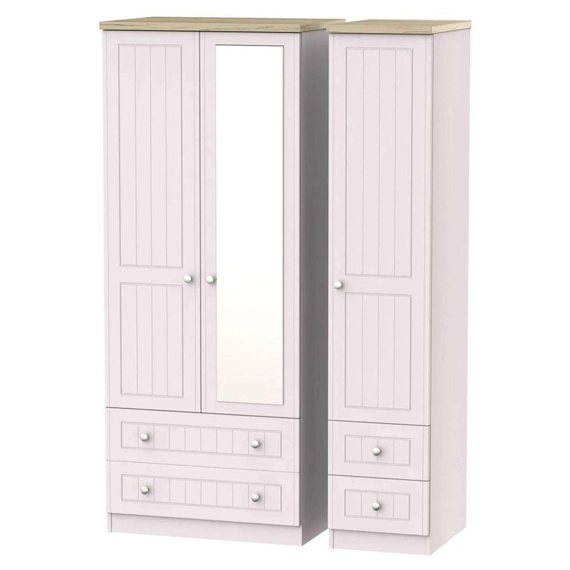 Vienna Wardrobe - 3 Door - 1 Mirror - Combi - Cashmere