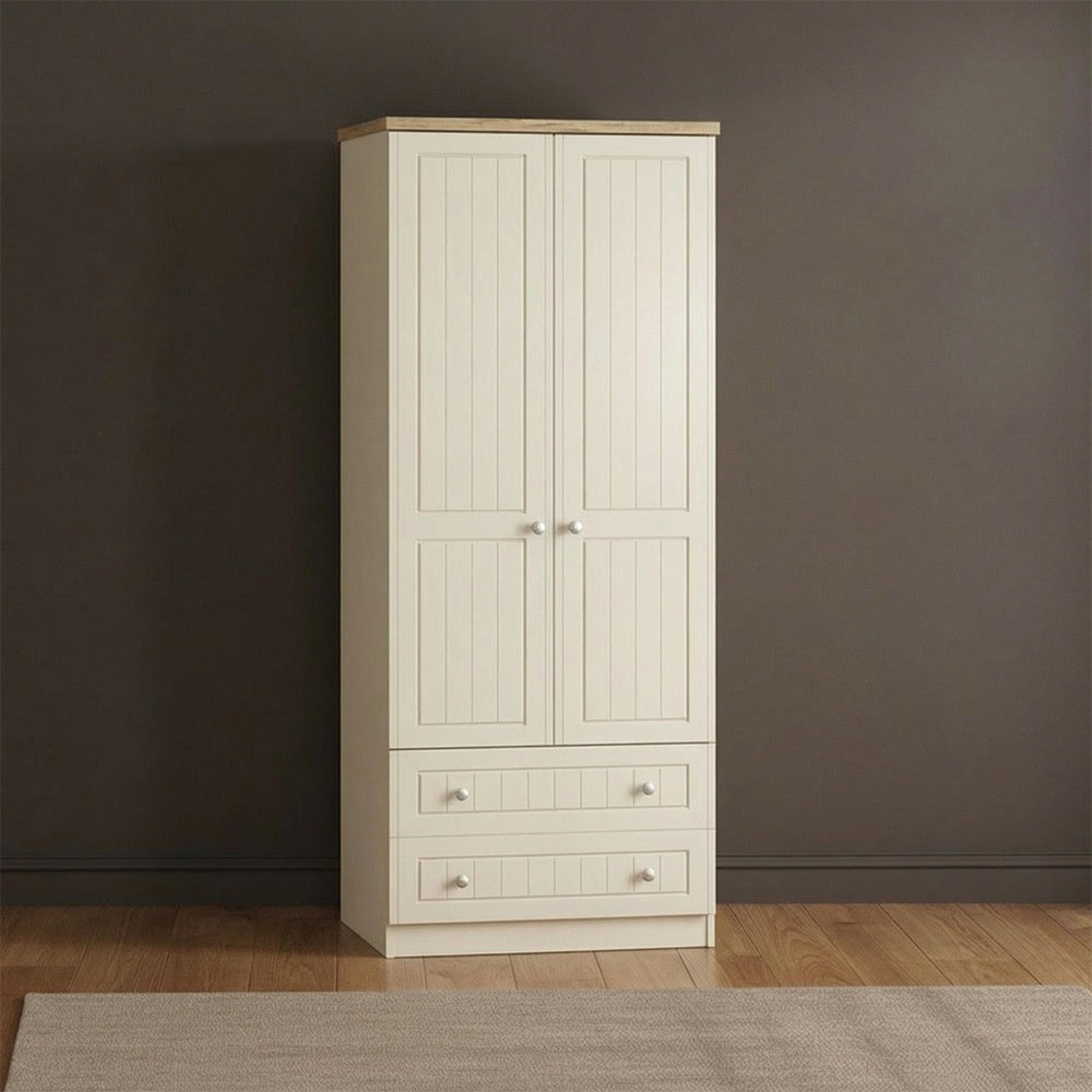 Vienna Wardrobe - 2 Door - 2 Drawer - Double - Cream