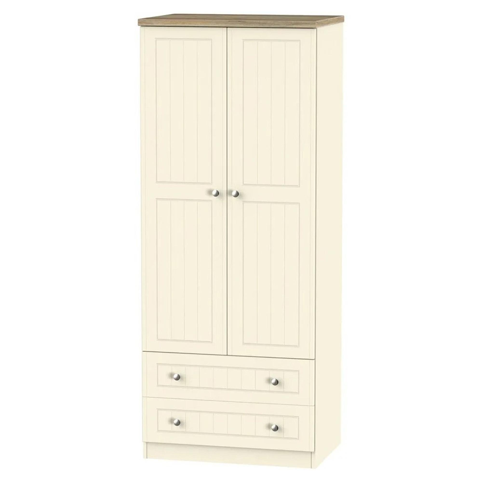Vienna Wardrobe - 2 Door - 2 Drawer - Double - Cream