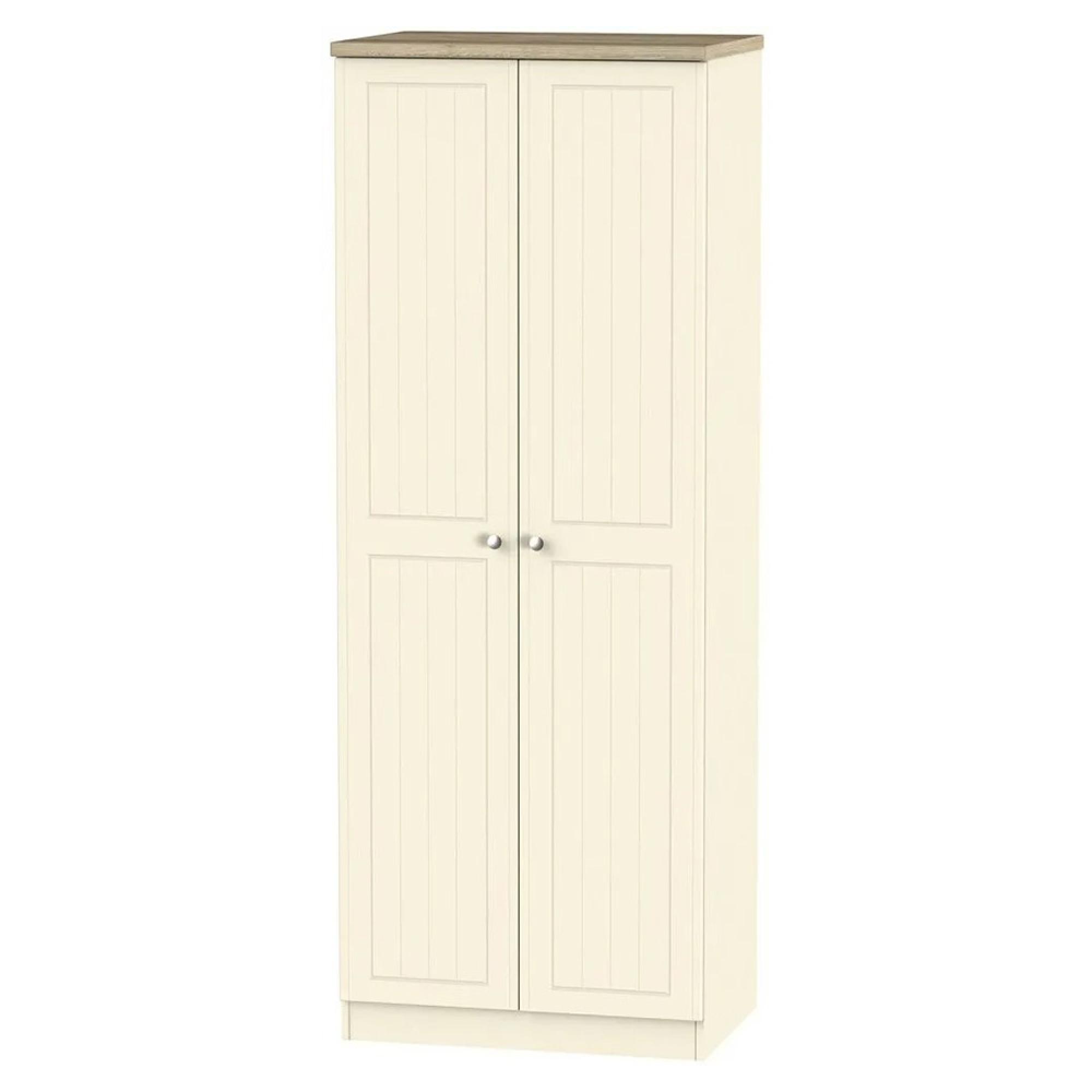 Vienna Wardrobe - 2 Door - Plain - Tall - Cream