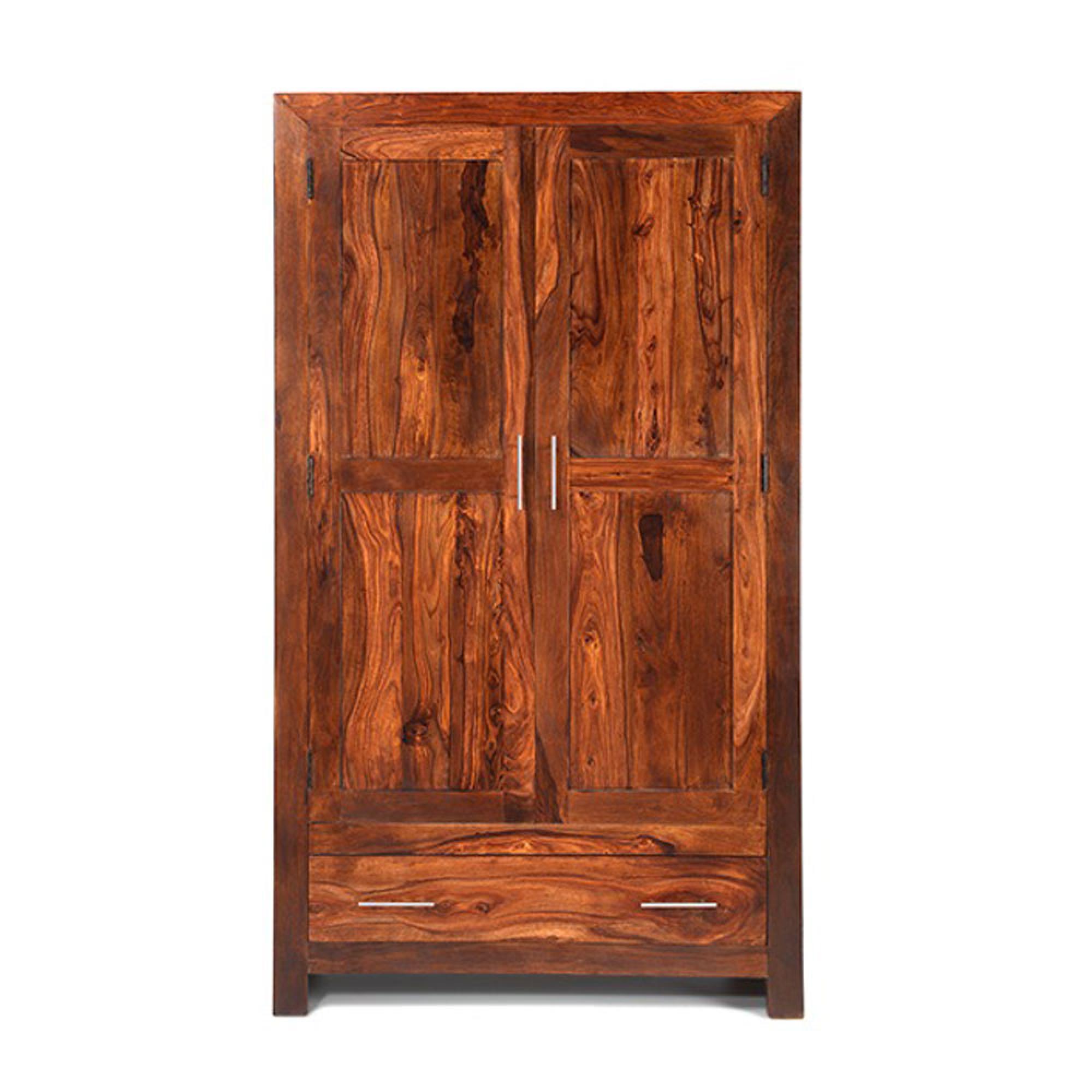 Cube Sheesham 2 Door 1 Drawer Double Wardrobe