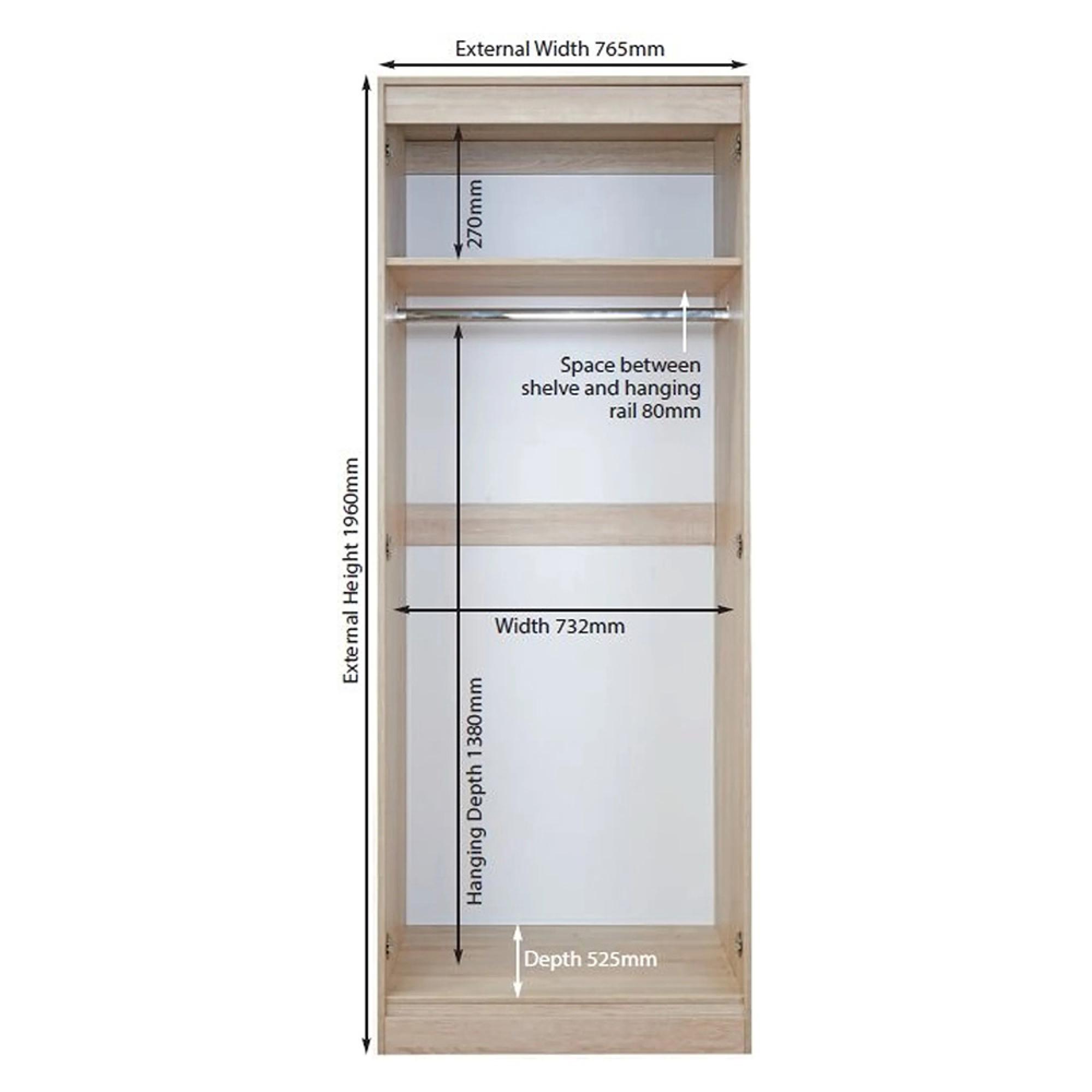 Knightsbridge Wardrobe - 2 Door - Plain - Tall - Grey Gloss and White