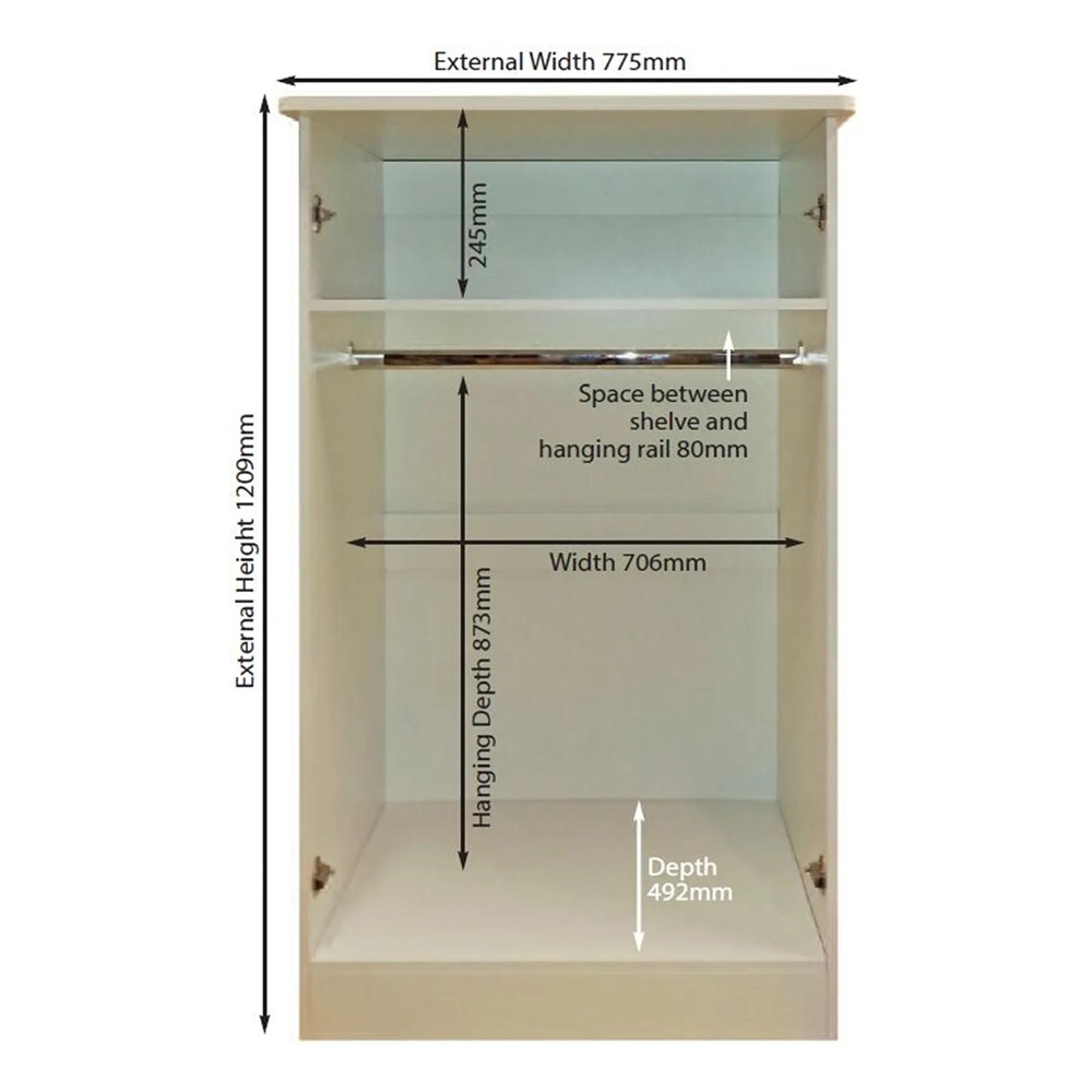 Knightsbridge Wardrobe - Midi - Grey Gloss and White