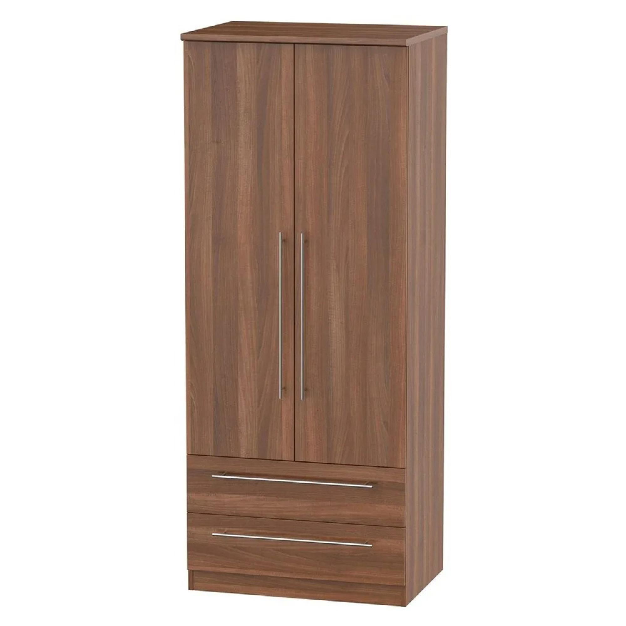 Sherwood Double Wardrobe - 2 Door - 2 Drawer - Walnut