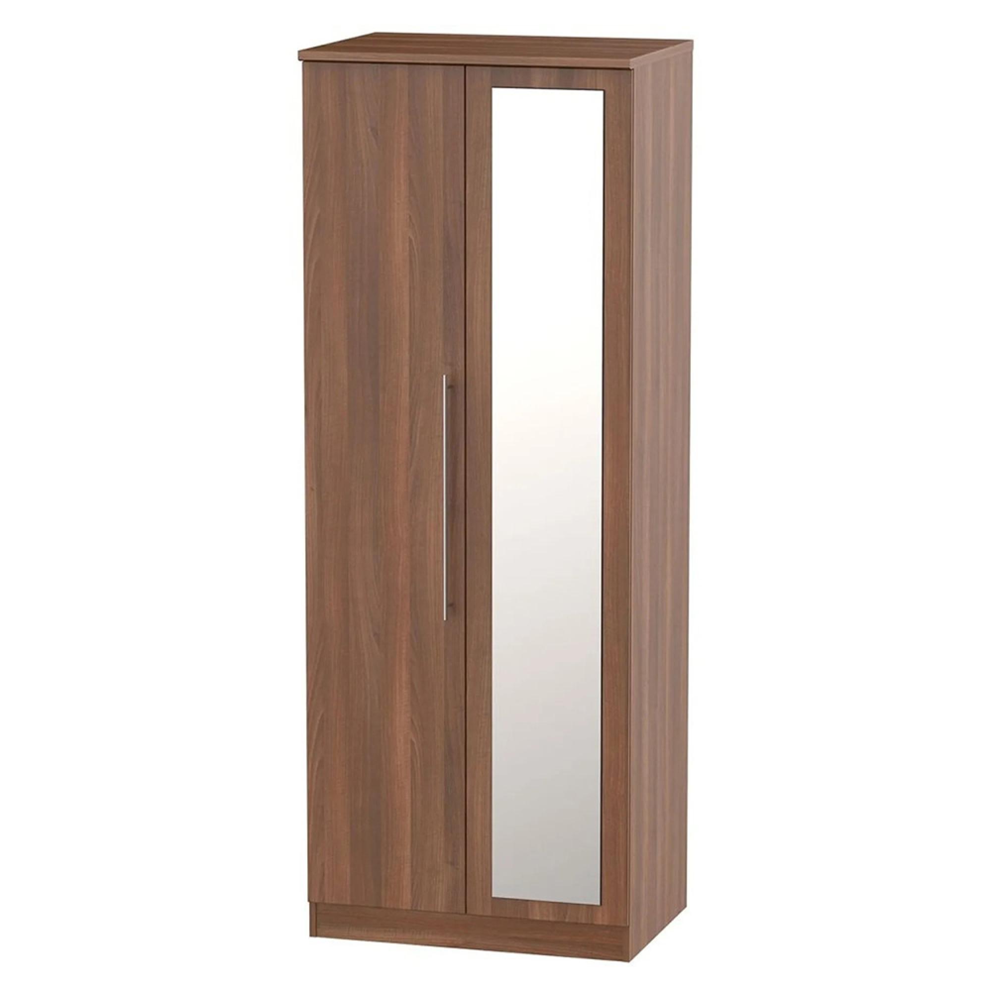Sherwood Wardrobe - 2 Door - 1 Mirror - Tall - Walnut