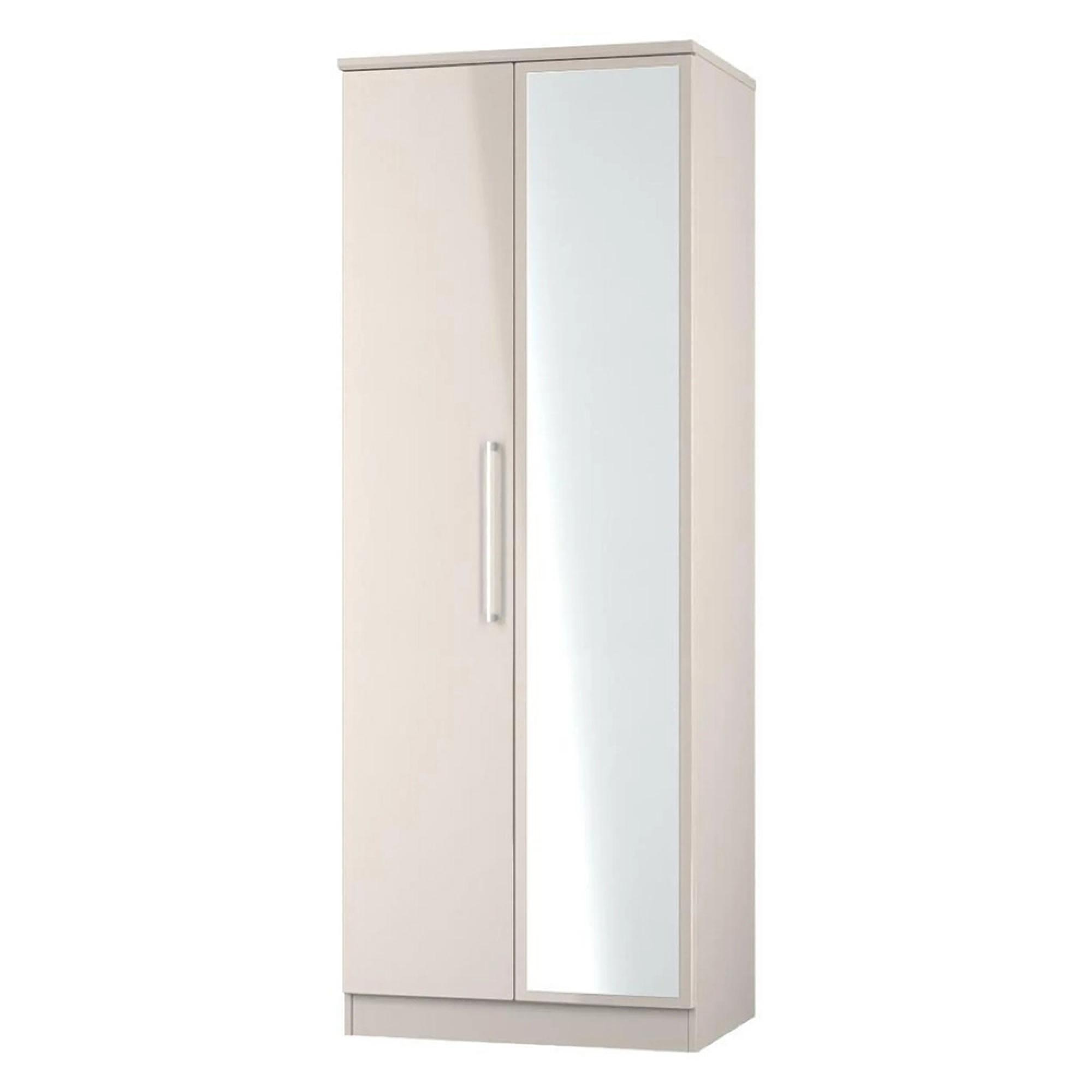 Paris Wardrobe - 2 Door - 1 Mirror - Tall - Cashmere