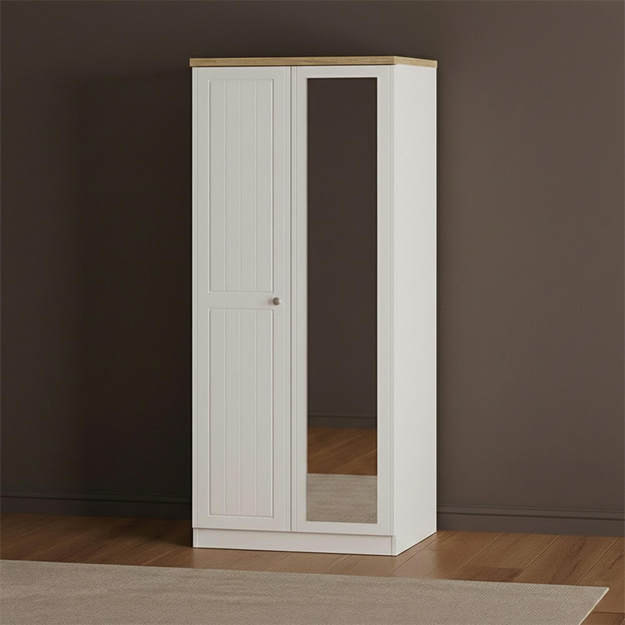 Vienna Wardrobe - 2 Door - 1 Mirror - Porcelain