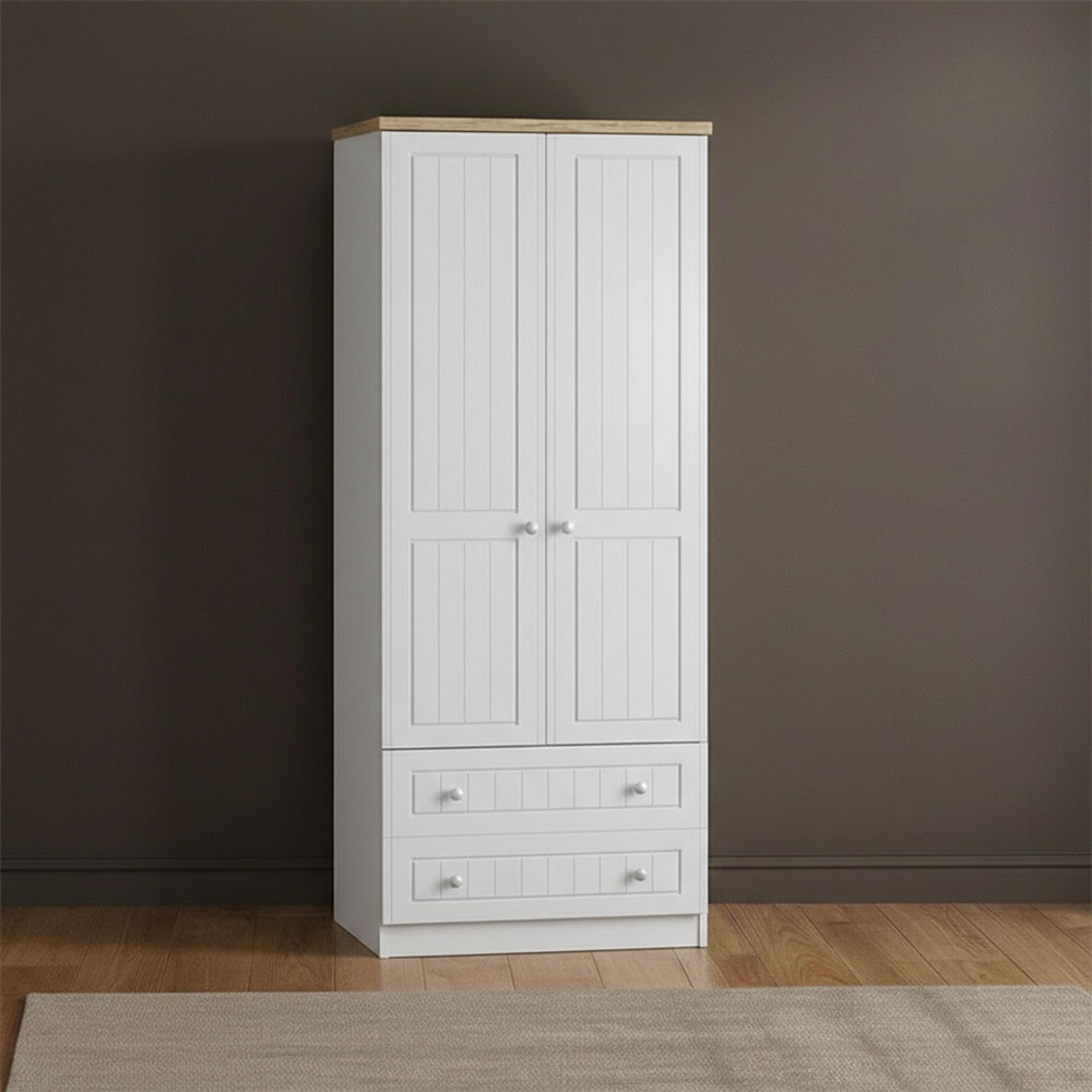Vienna Wardrobe - 2 Door - 2 Drawer - Double - Porcelain