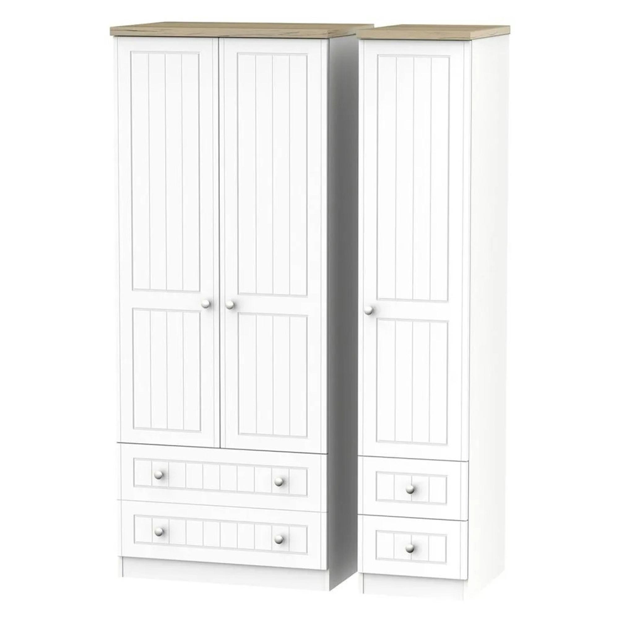 Vienna Wardrobe - 3 Door - 4 Drawers - Triple - Porcelain