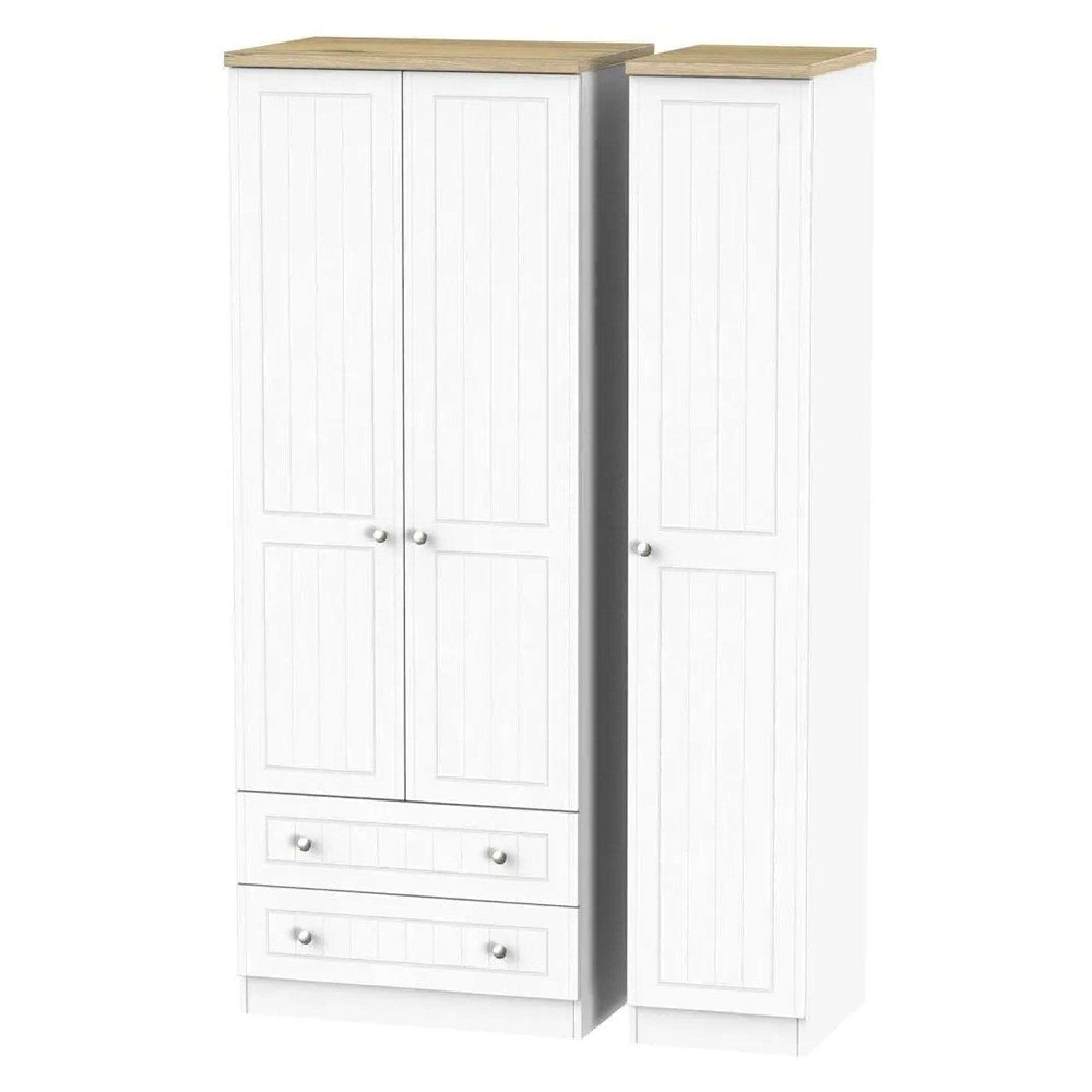 Vienna Wardrobe - 3 Door - LHF 2 Drawers - Tall - Triple - Porcelain