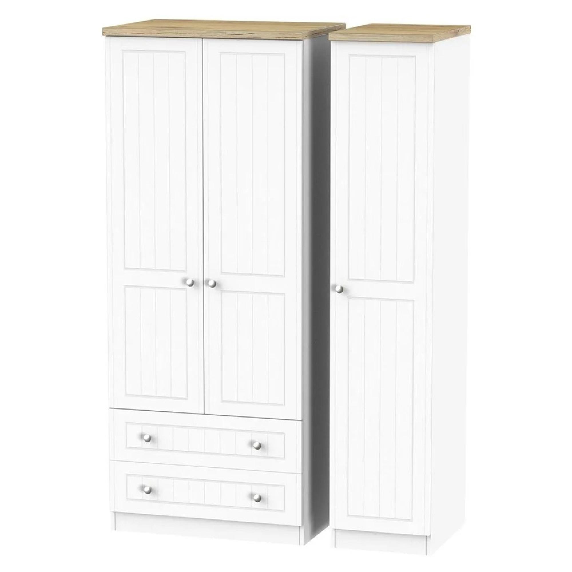 Vienna Wardrobe - 3 Door - LHF 2 Drawers - Triple - Porcelain