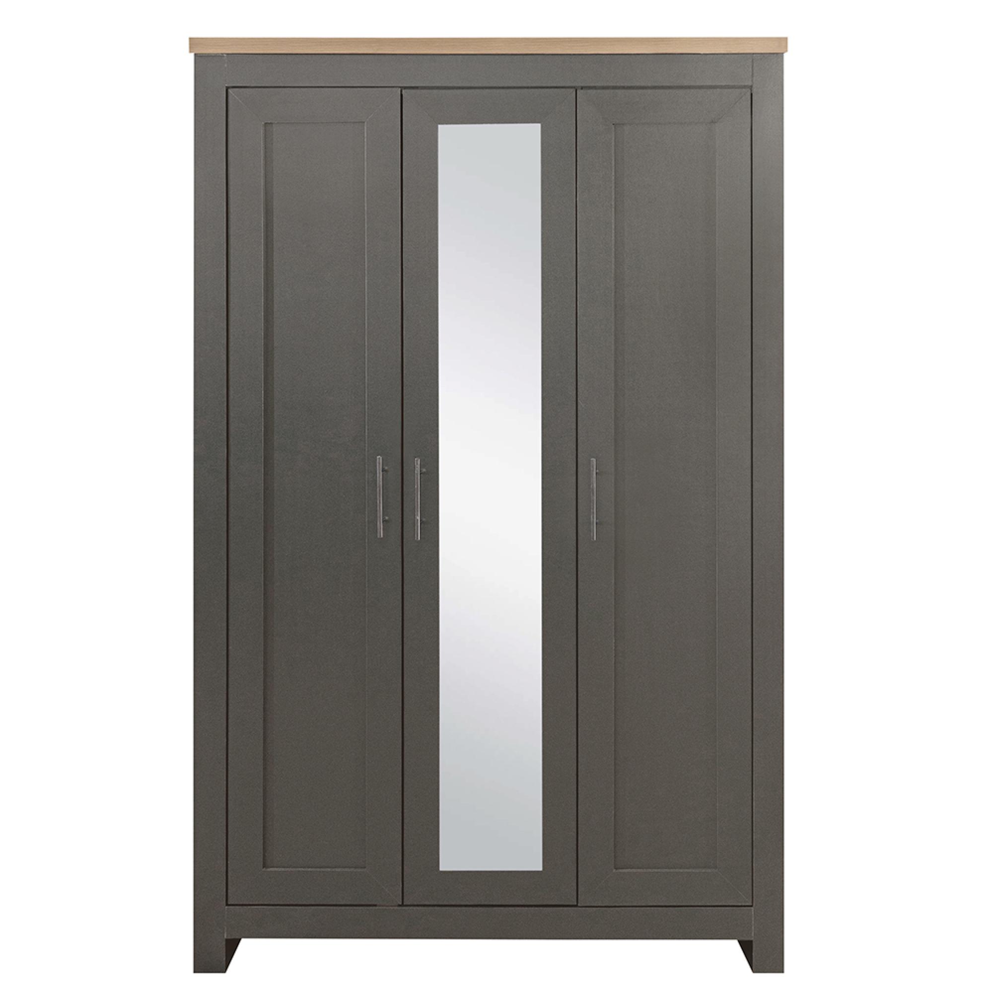 Highgate Mirror Wardrobe - 3 Door - Dark Grey Painted