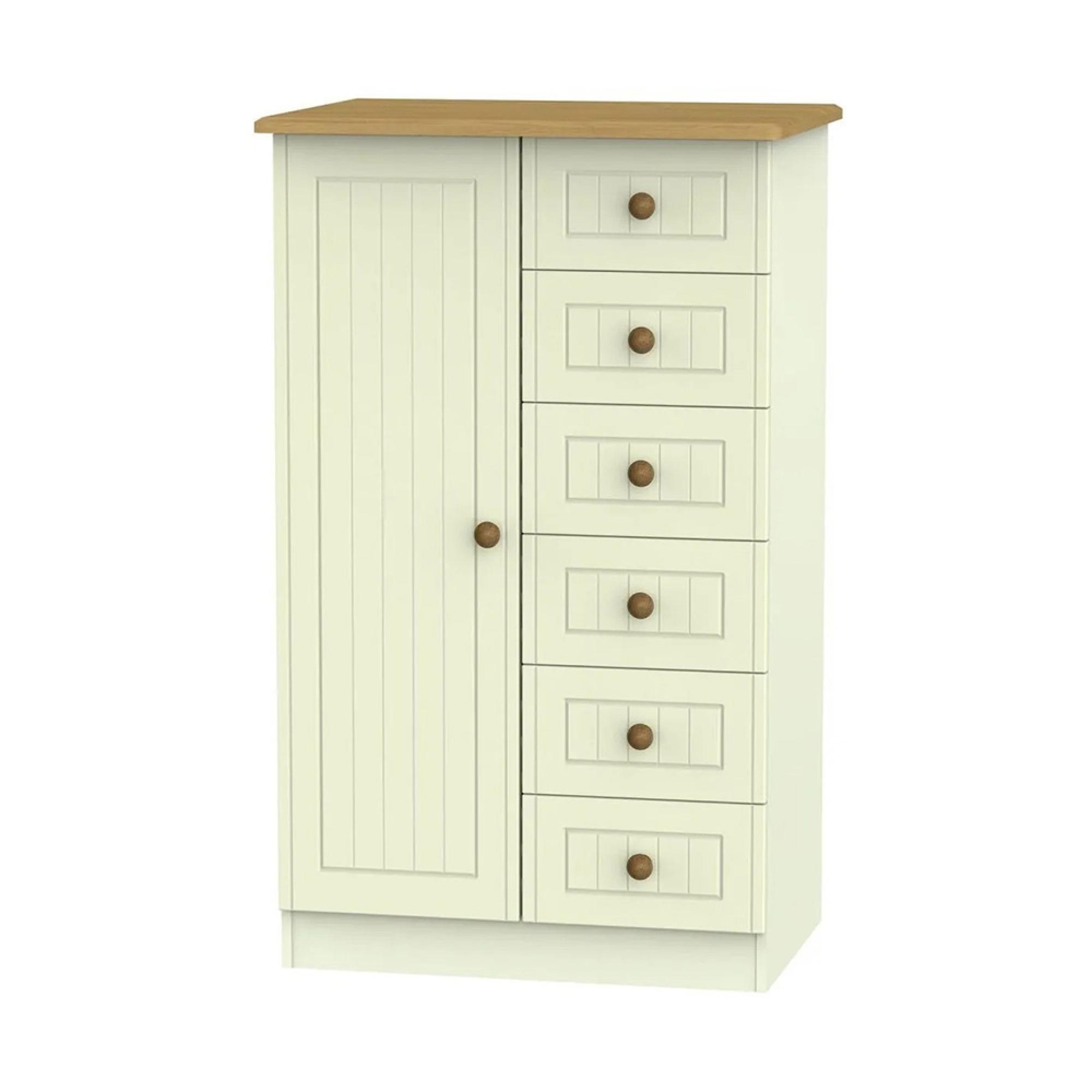 Warwick Wardrobe - 1 Door - Midi - Cream and Oak