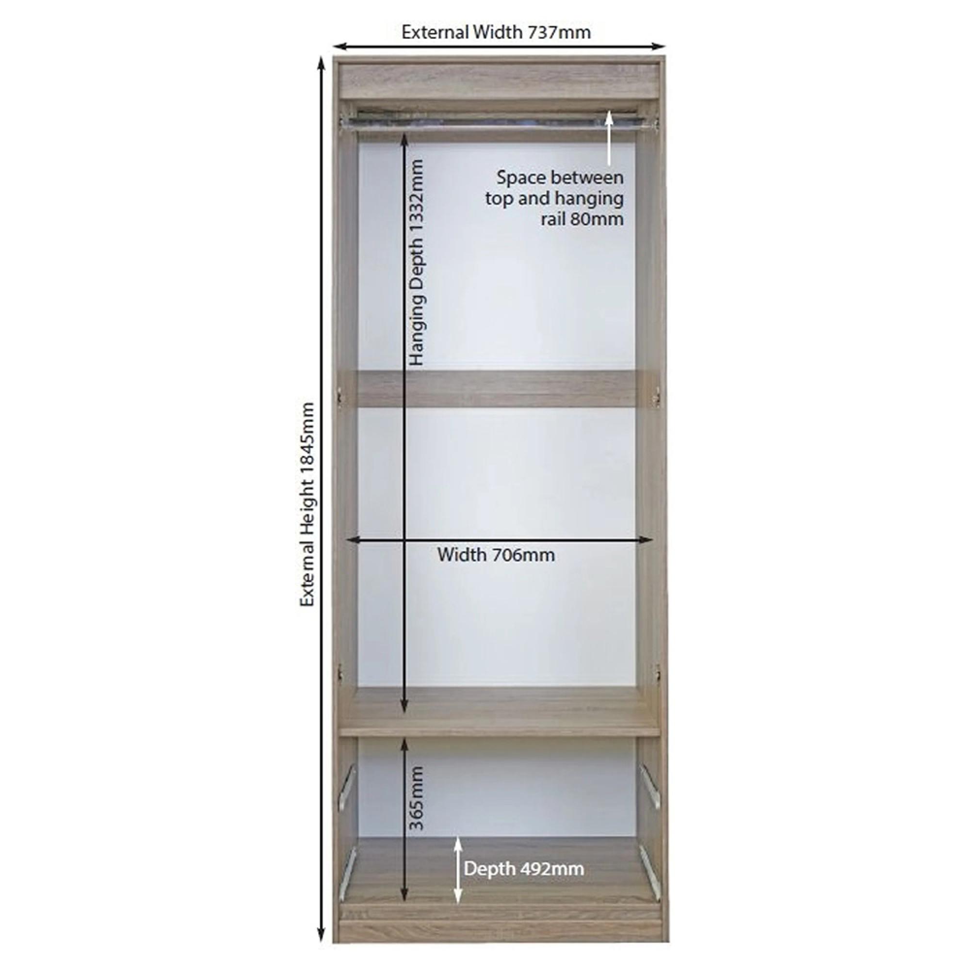 Warwick Wardrobe - 2 Door - 2 Drawer - Double - Cream and Oak