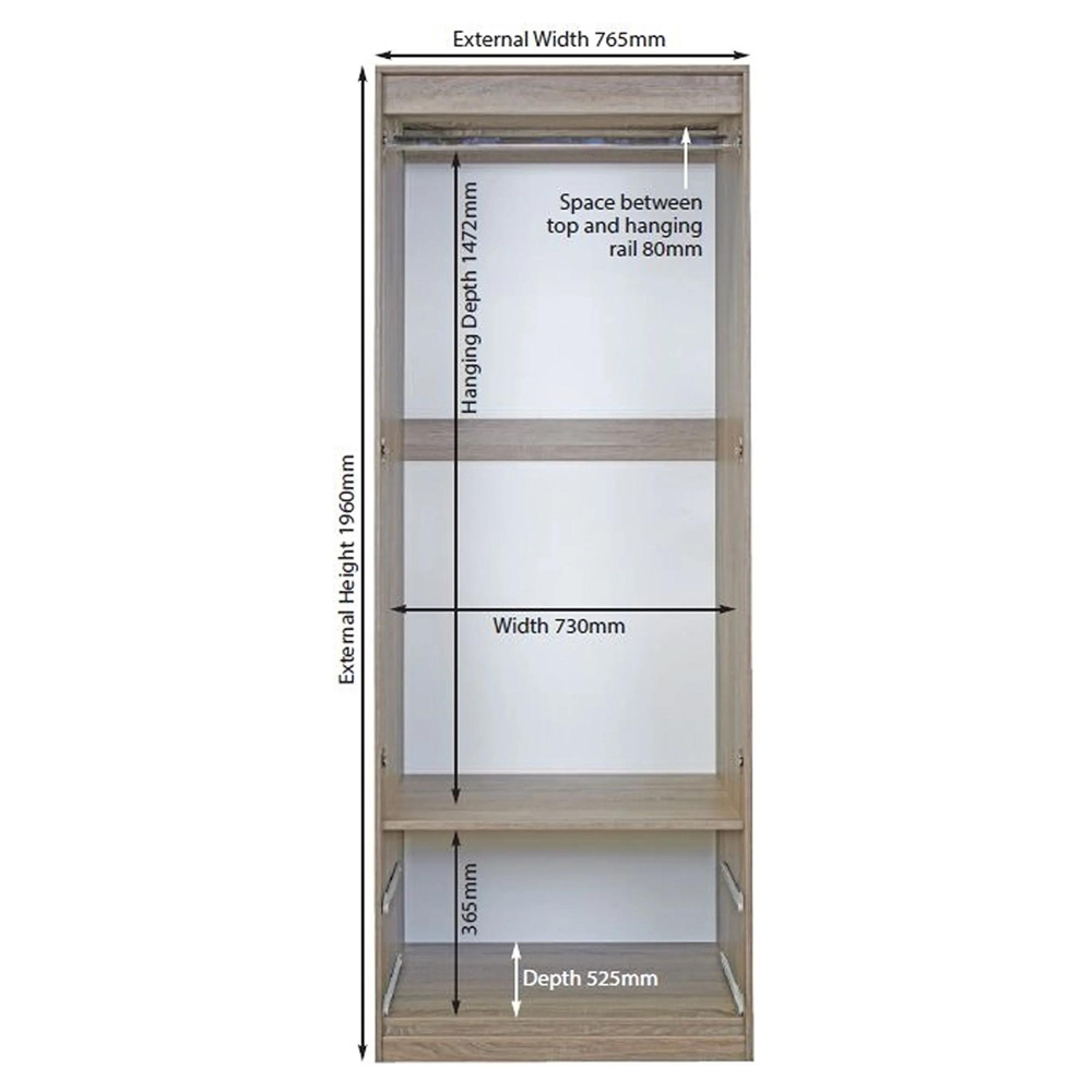 Warwick Wardrobe - 2 Door - 2 Drawer - Tall - Cream and Oak
