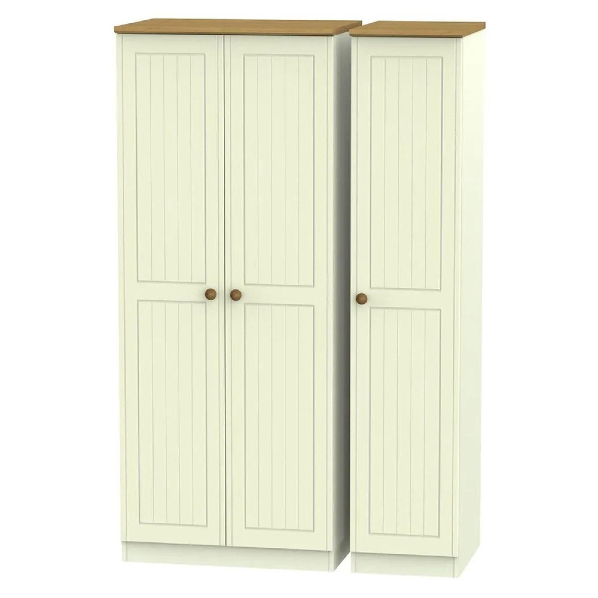 Warwick Wardrobe - 3 Door - Triple - Cream and Oak