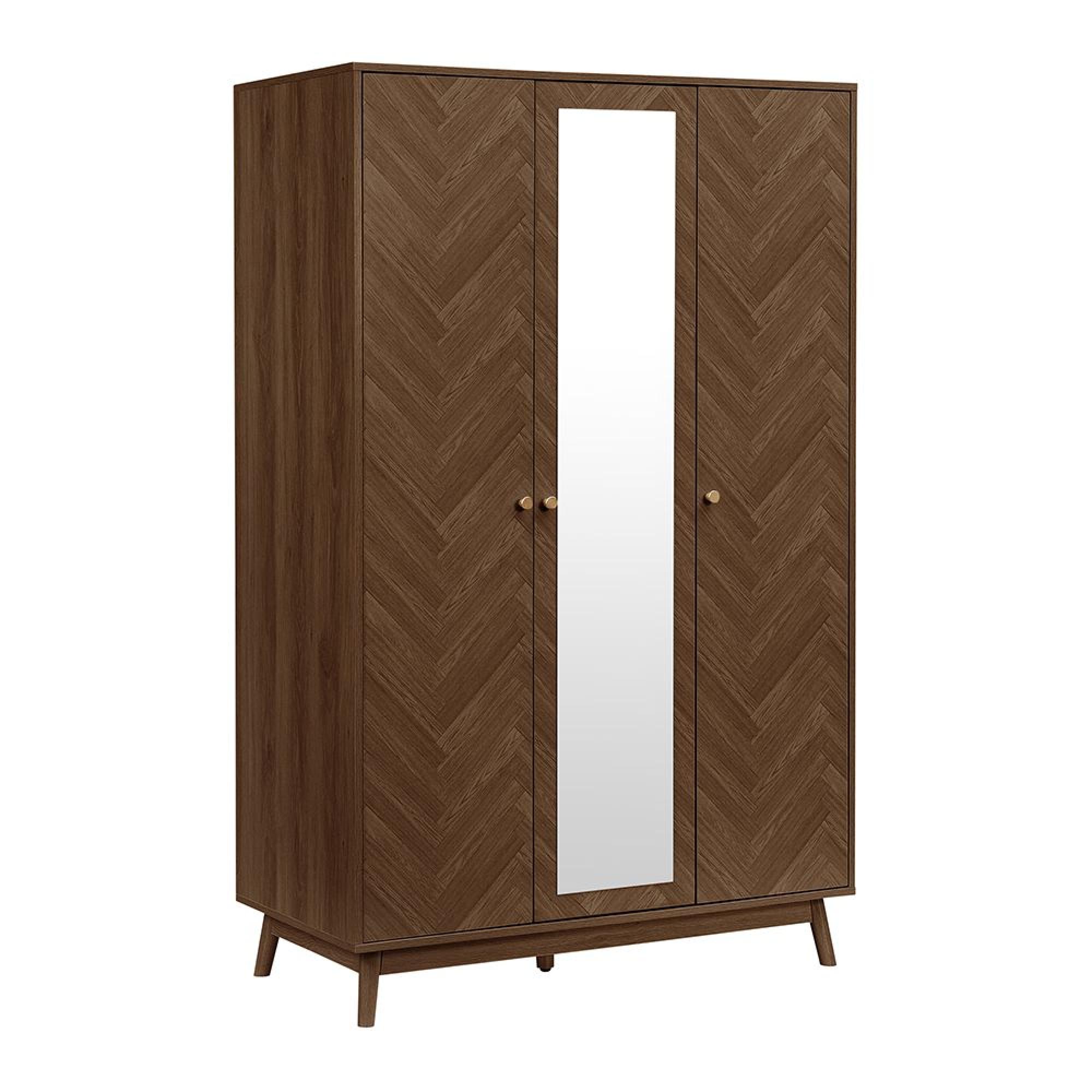 Herringford Mirror Wardrobe - 3 Door - Walnut