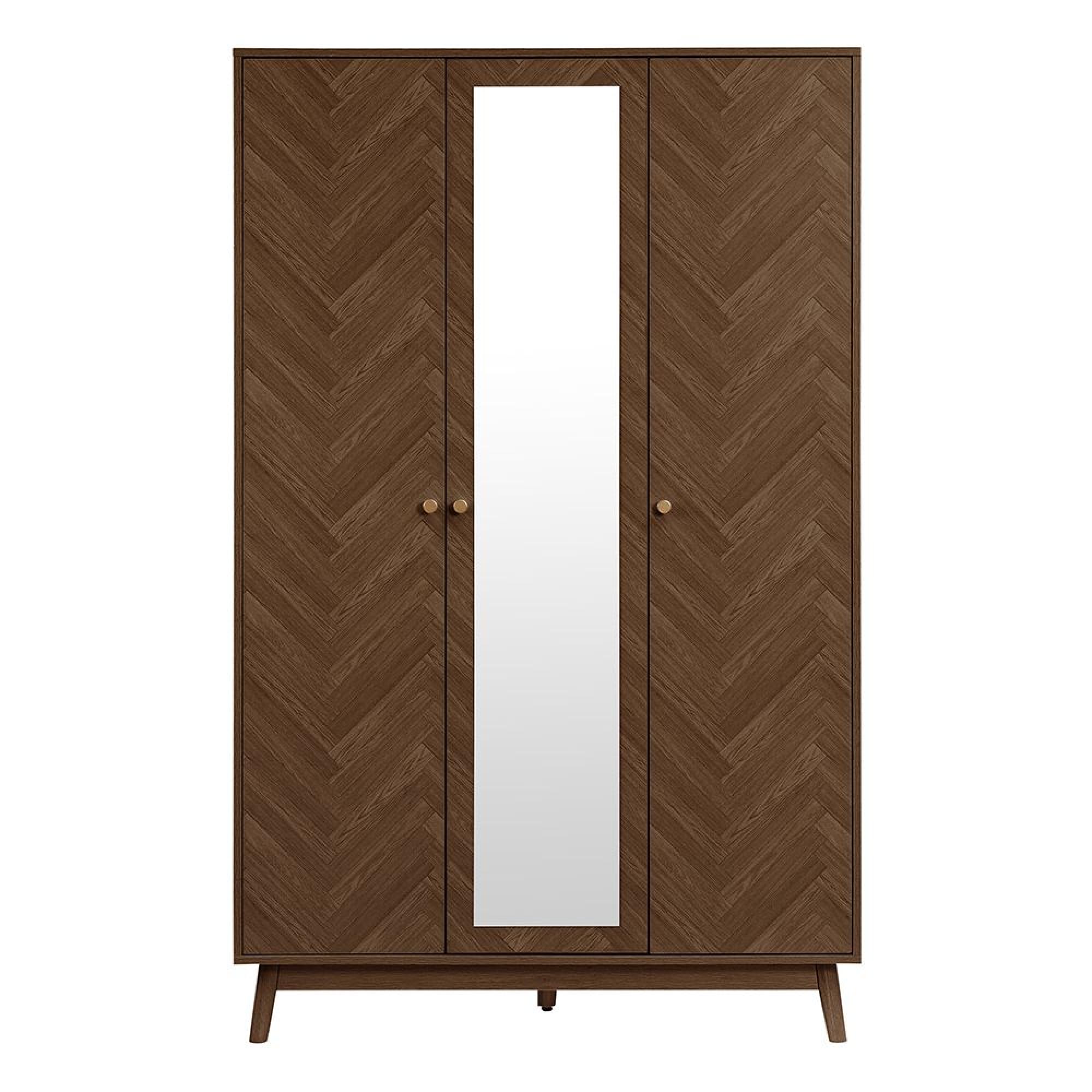 Herringford Mirror Wardrobe - 3 Door - Walnut