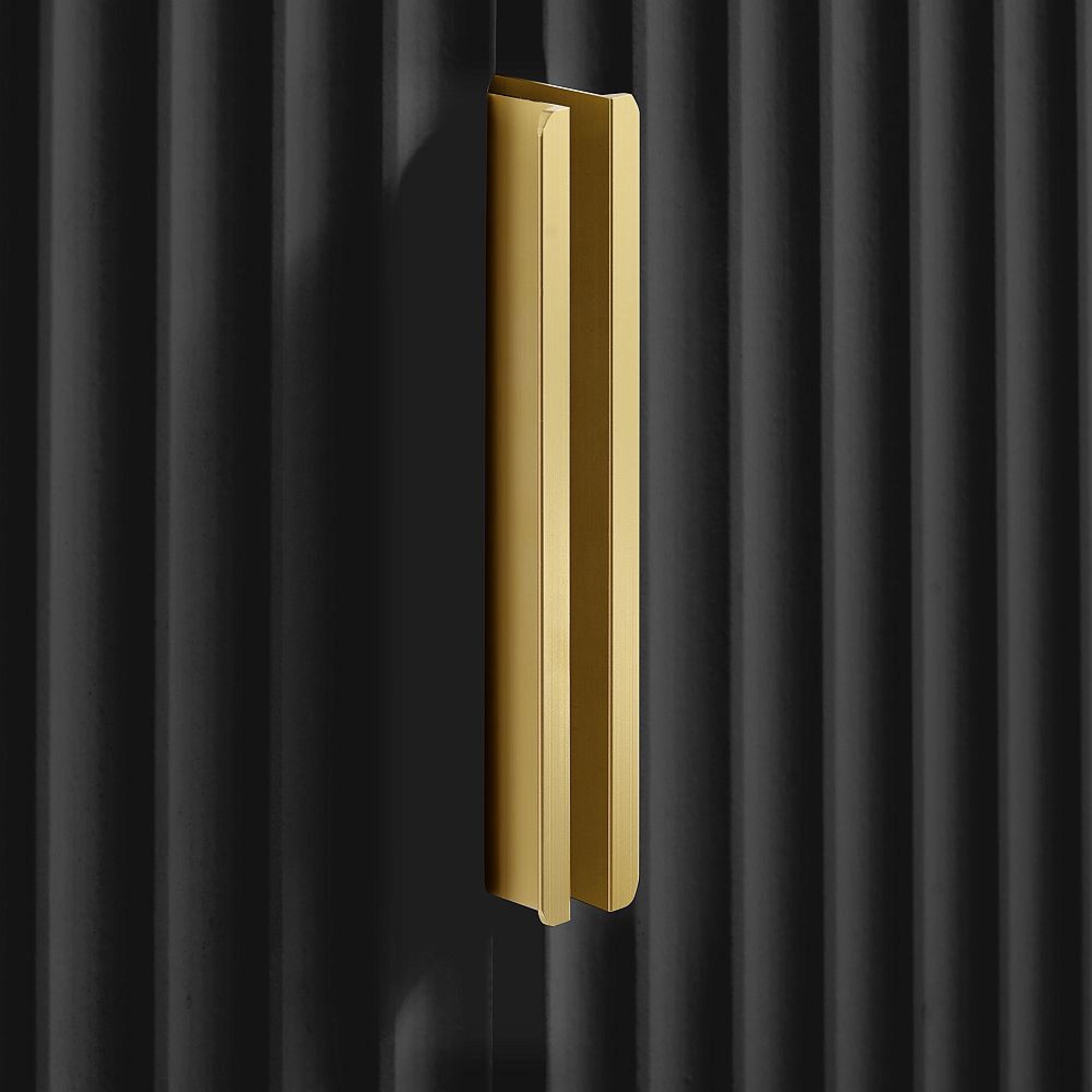 Zara Wardrobe - 2 Door - Fluted - Black - Gold Legs