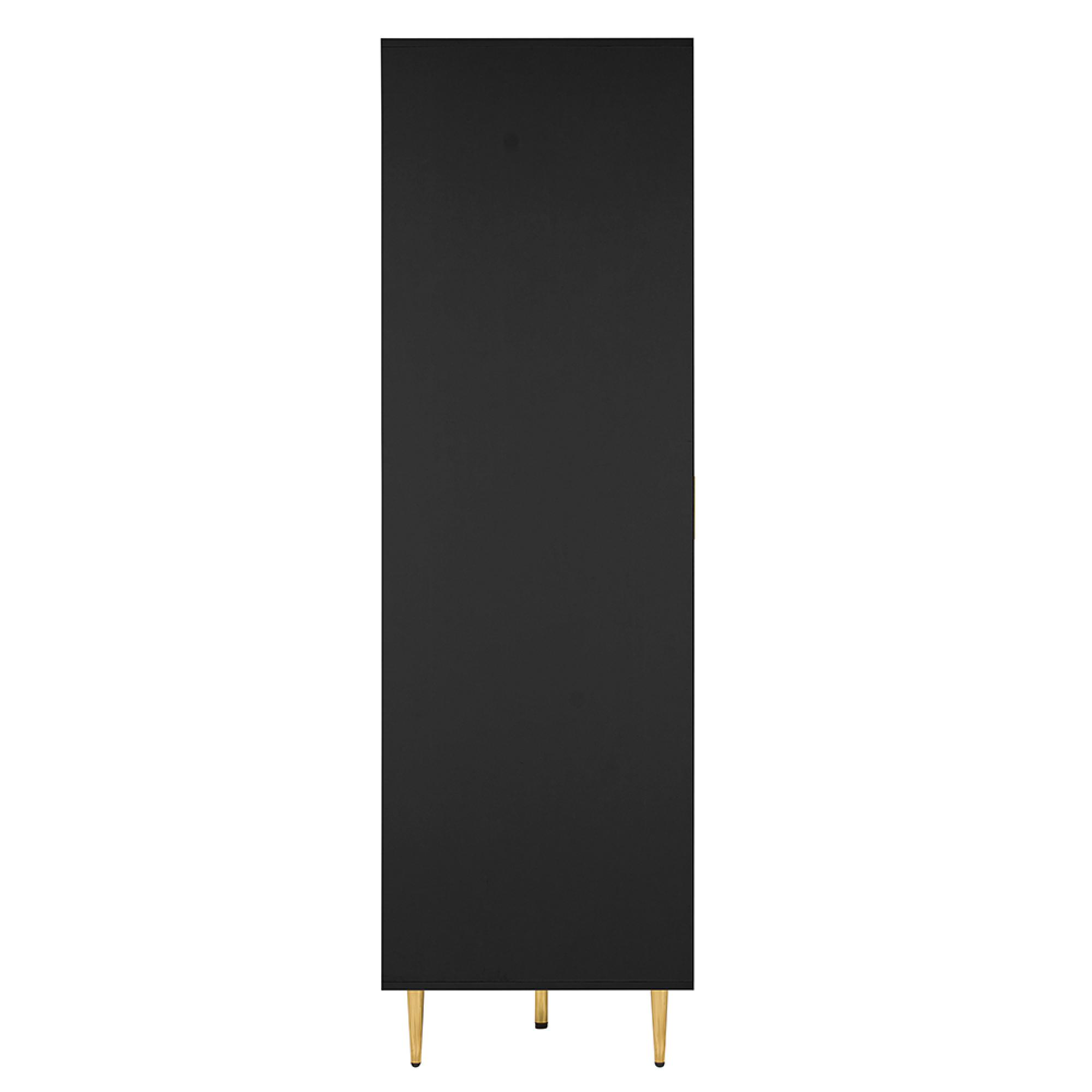Zara Wardrobe - 2 Door - Fluted - Black - Gold Legs