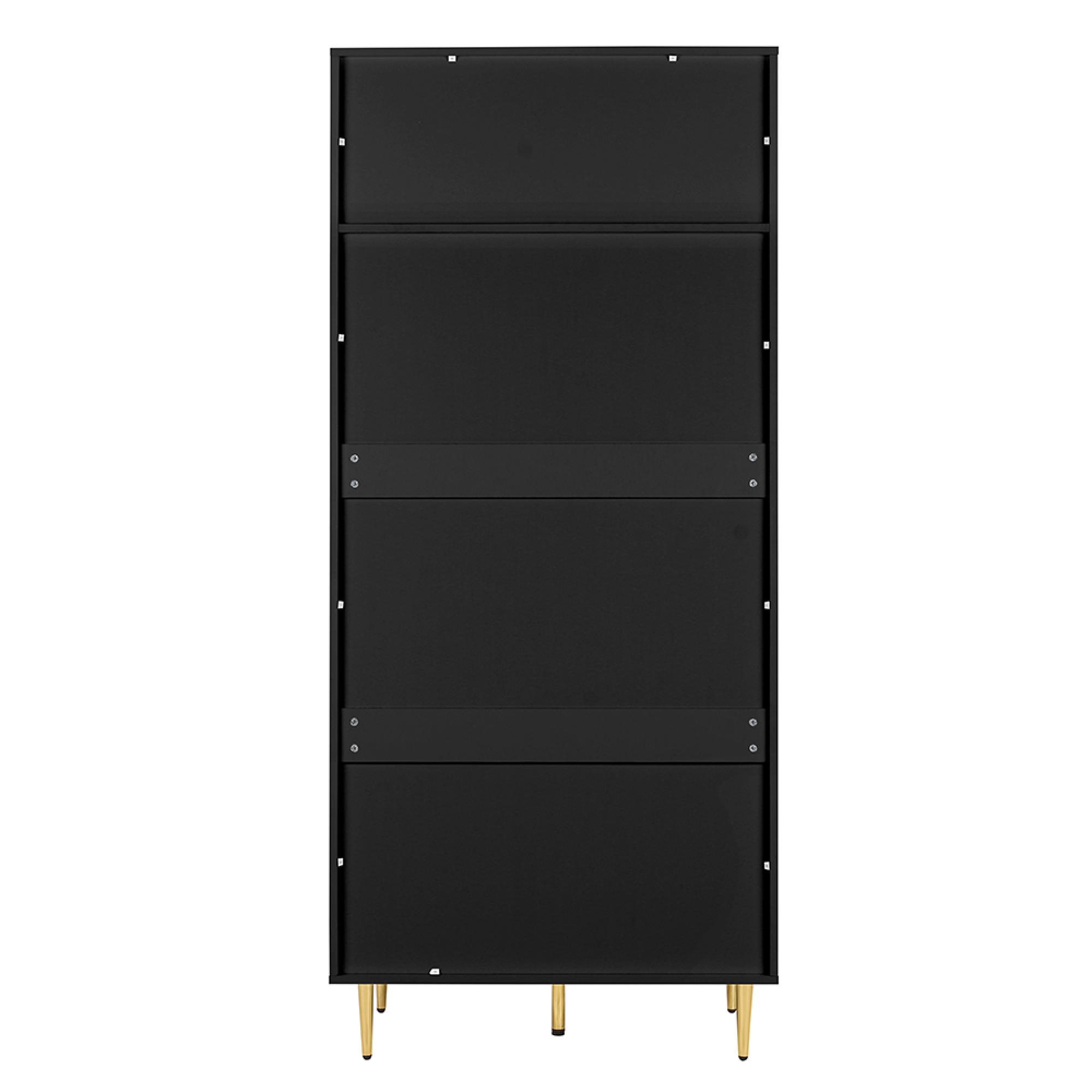 Zara Wardrobe - 2 Door - Fluted - Black - Gold Legs