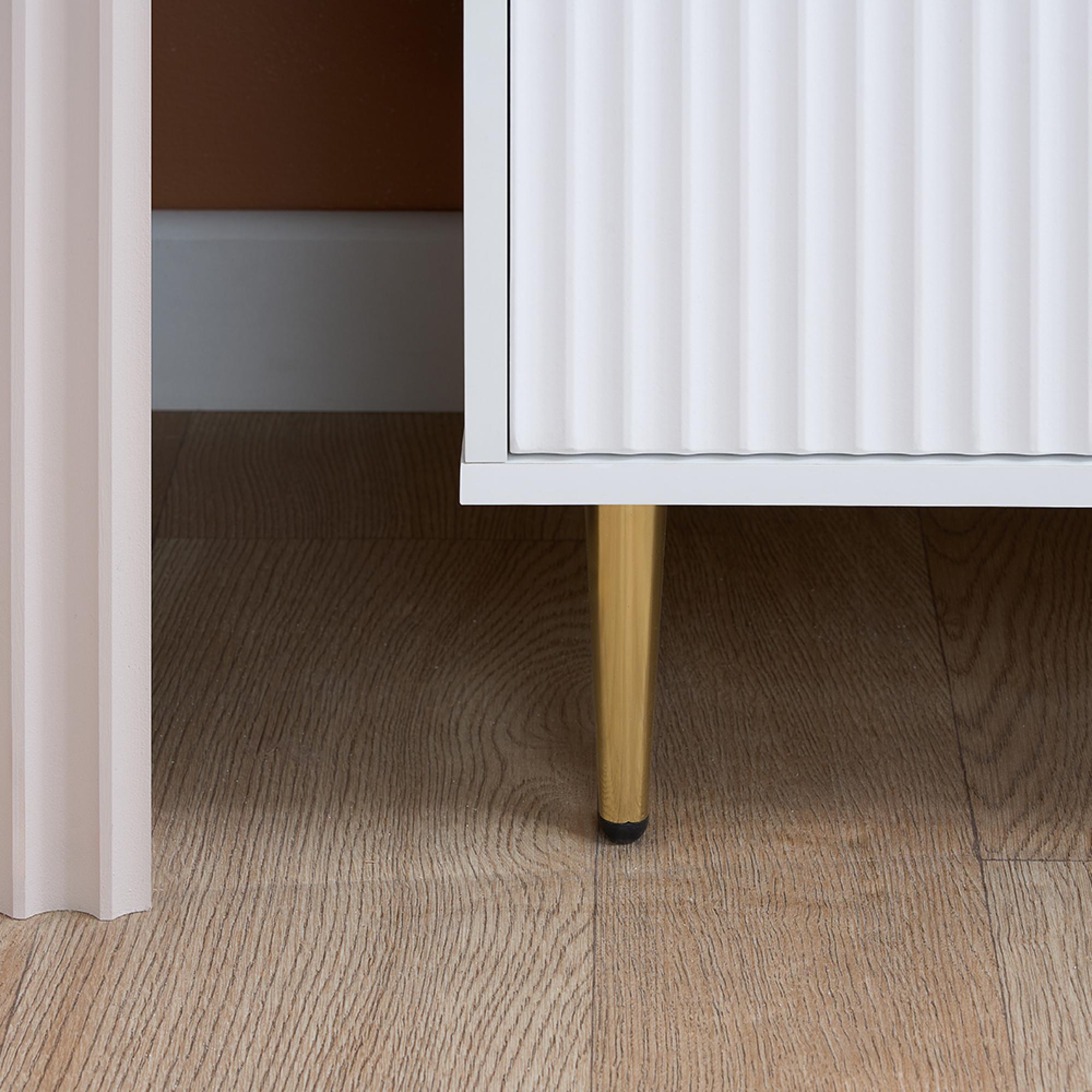 Zara Wardrobe - 2 Door - Fluted - White - Gold Legs