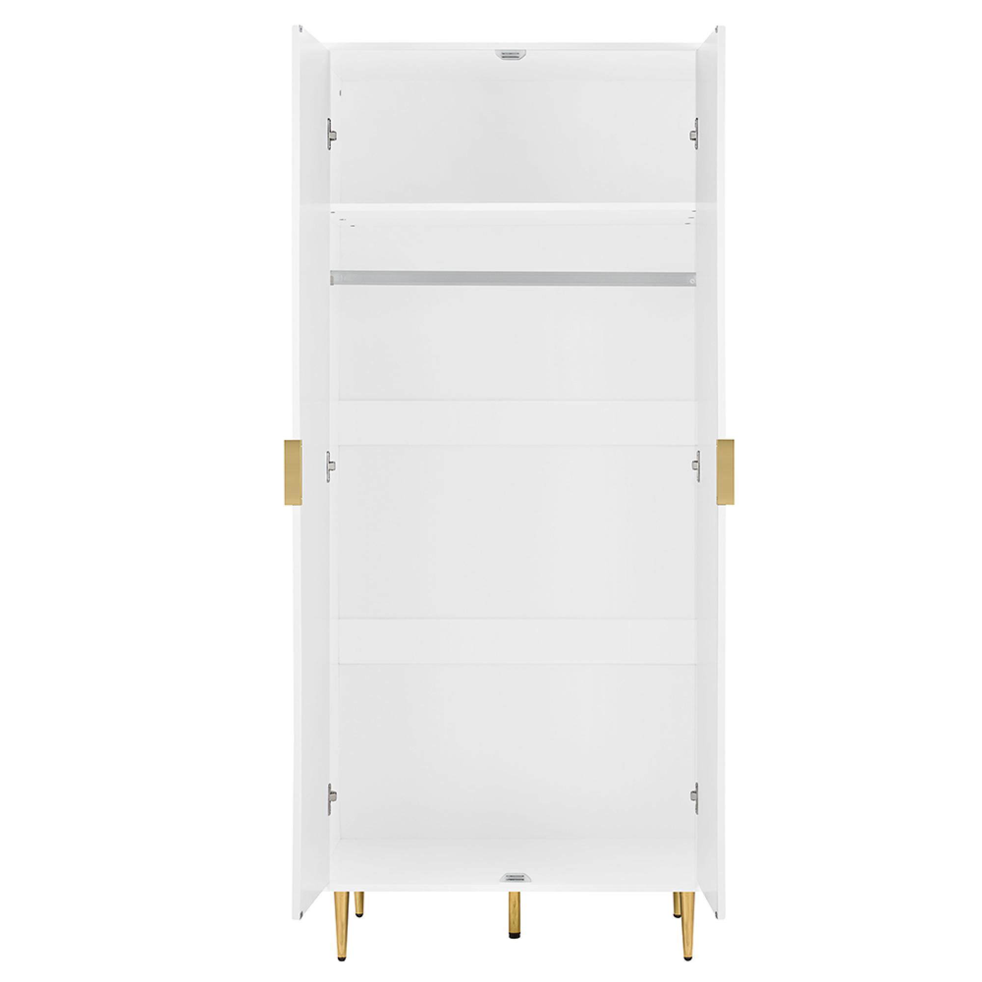 Zara Wardrobe - 2 Door - Fluted - White - Gold Legs