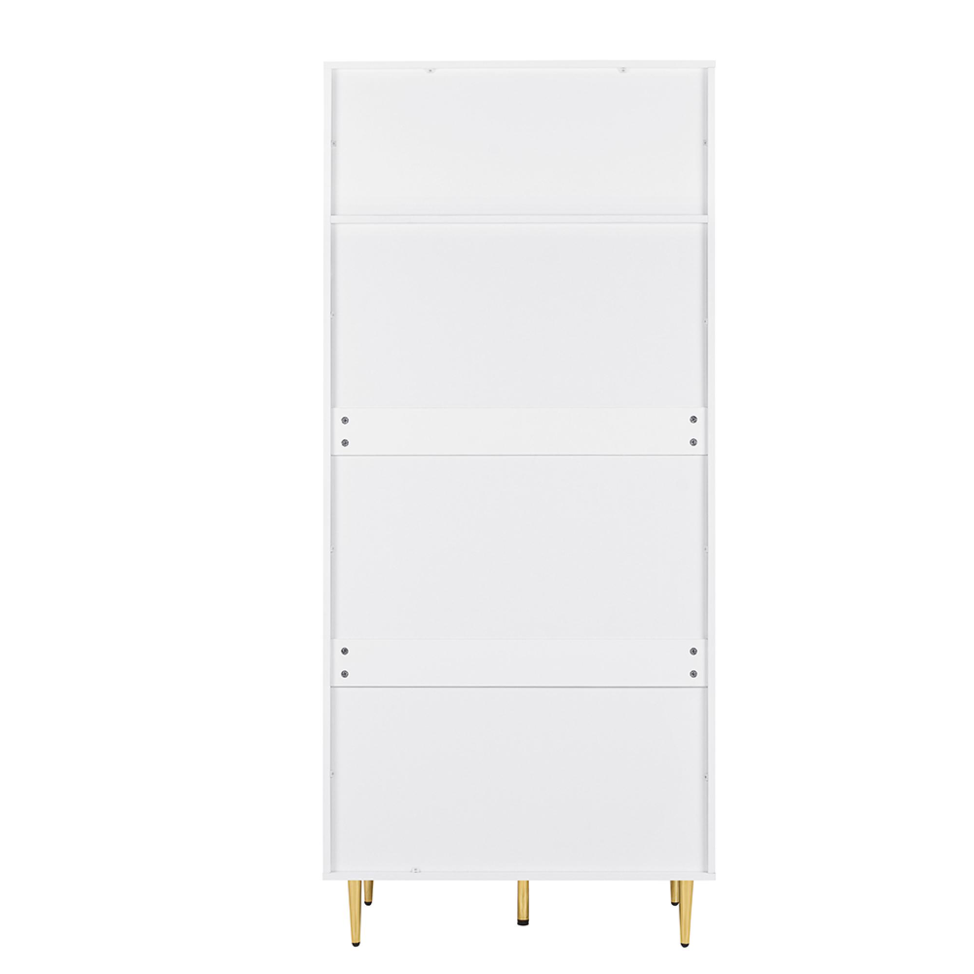 Zara Wardrobe - 2 Door - Fluted - White - Gold Legs