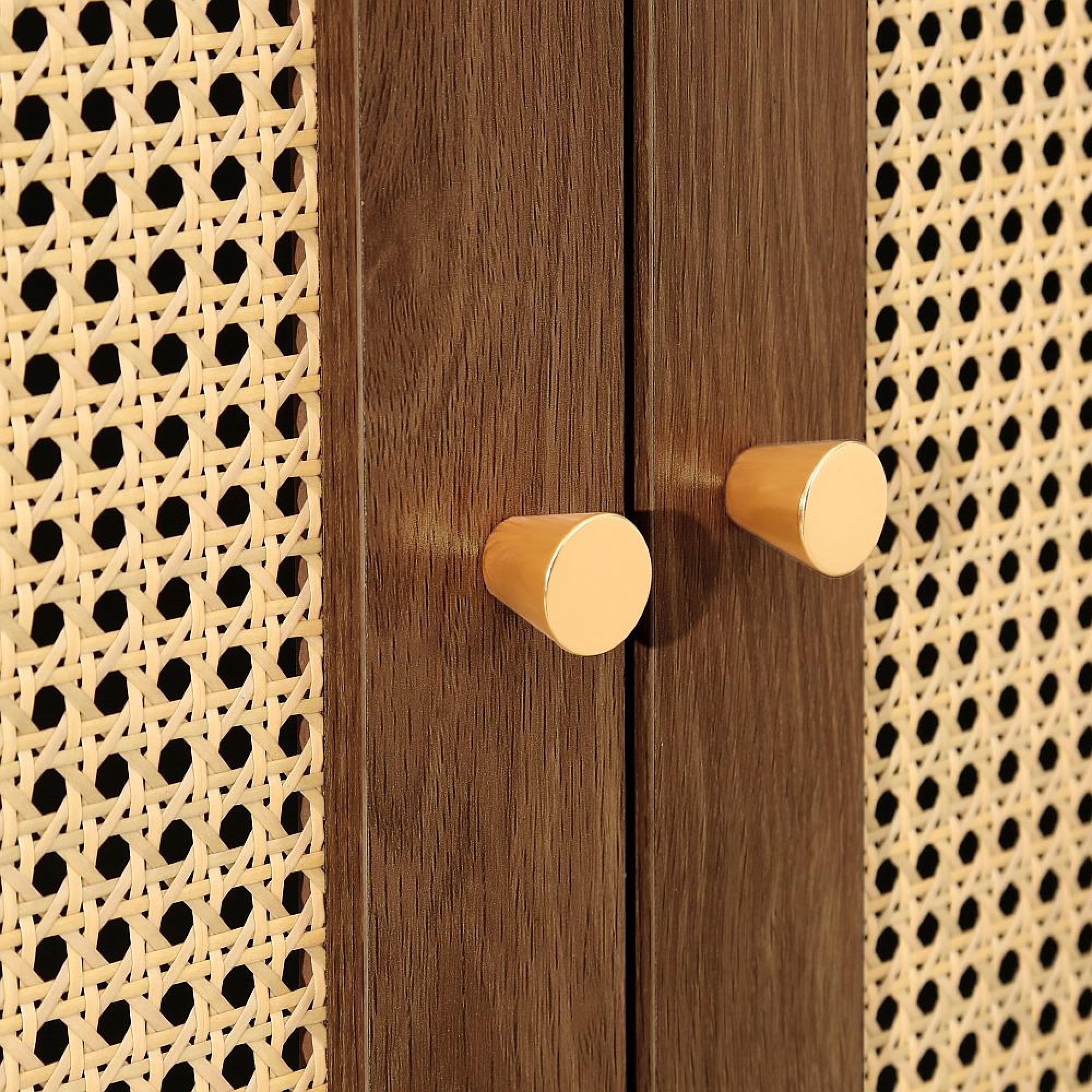 Croxley Wardrobe - 2 Door - 1 Drawer - Walnut and Rattan