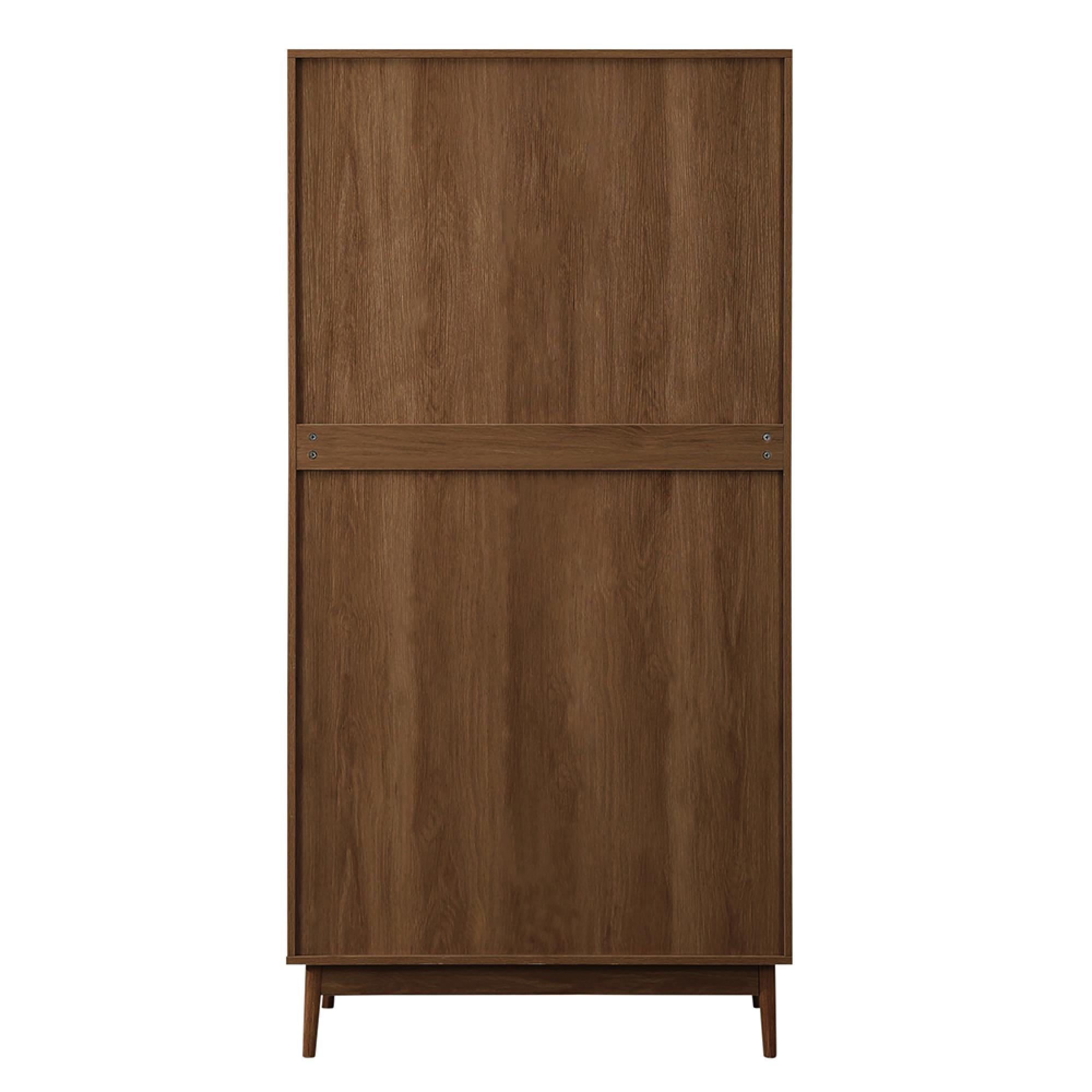 Croxley Wardrobe - 2 Door - 1 Drawer - Walnut and Rattan
