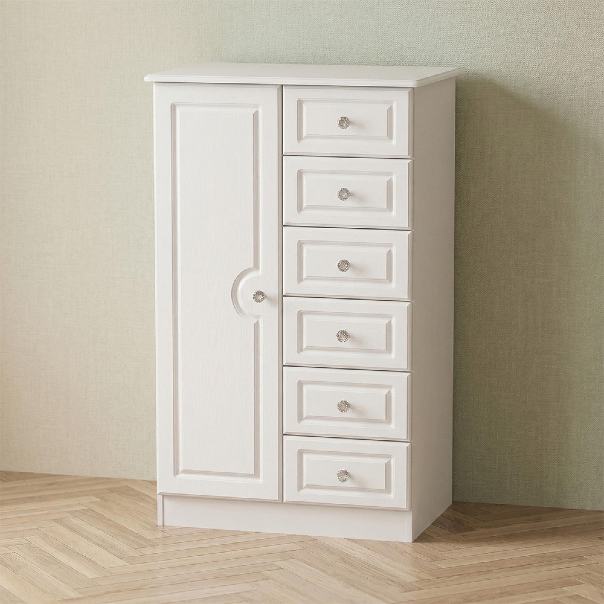 Crystal Midi Wardrobe - 1 Door - White