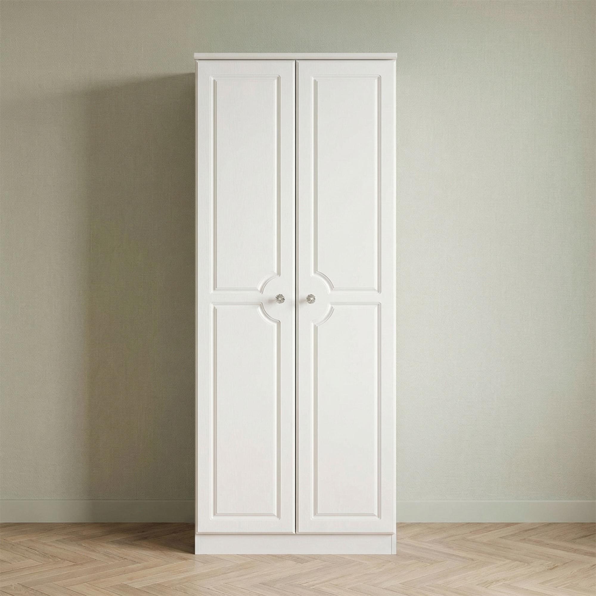 Crystal Plain Wardrobe - 2 Door - White