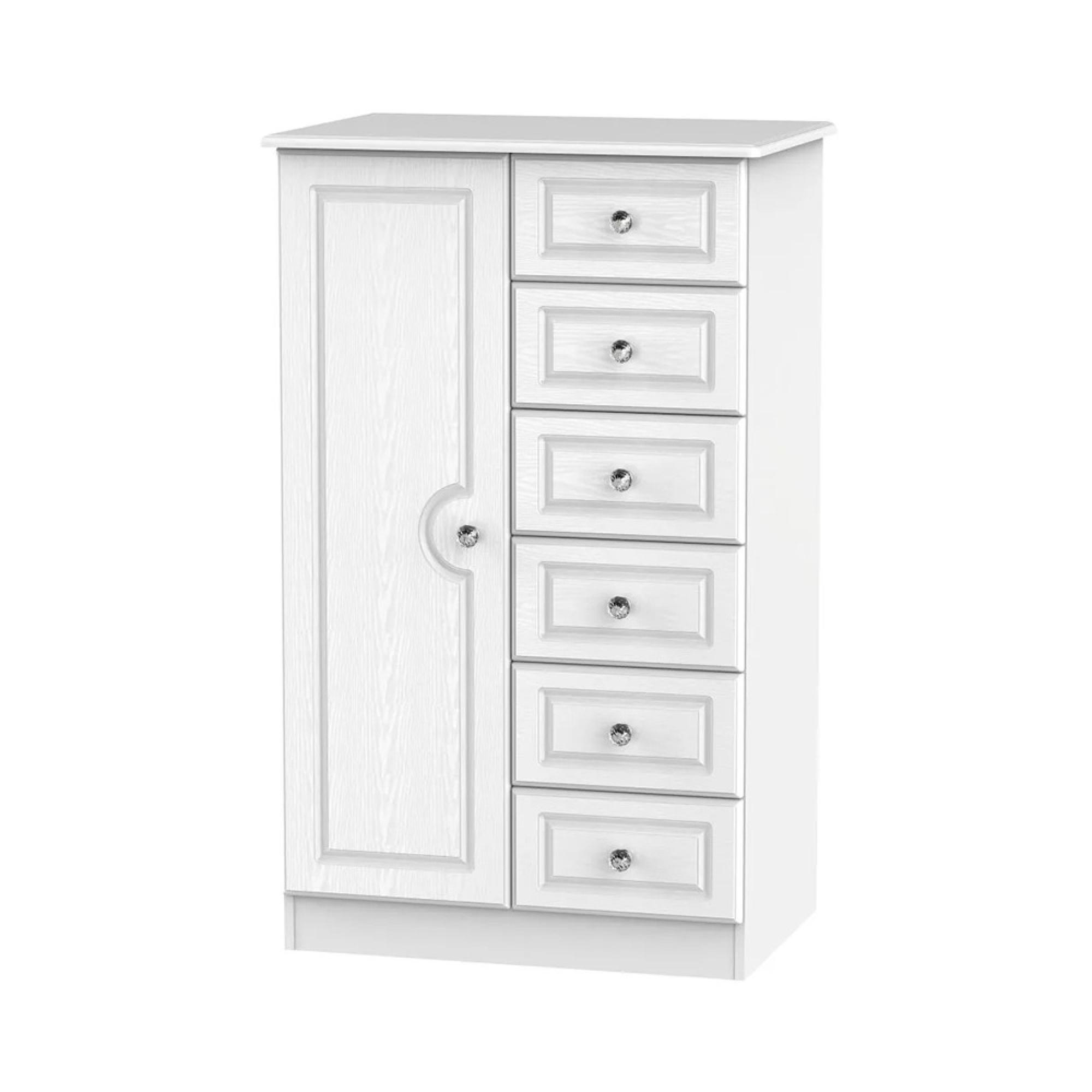 Crystal Midi Wardrobe - 1 Door - White