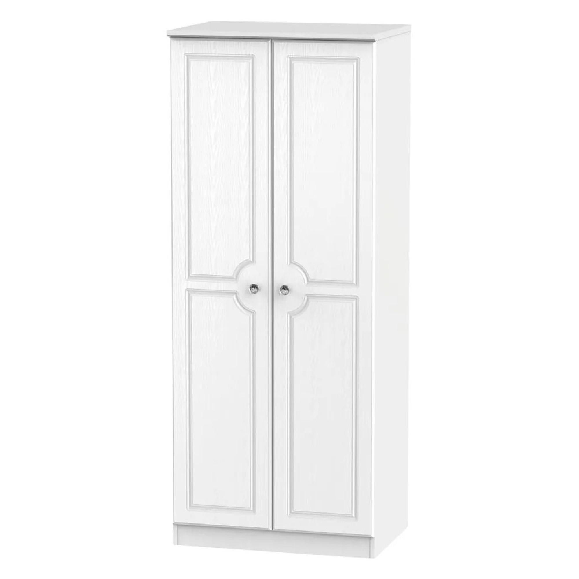 Crystal Plain Wardrobe - 2 Door - White