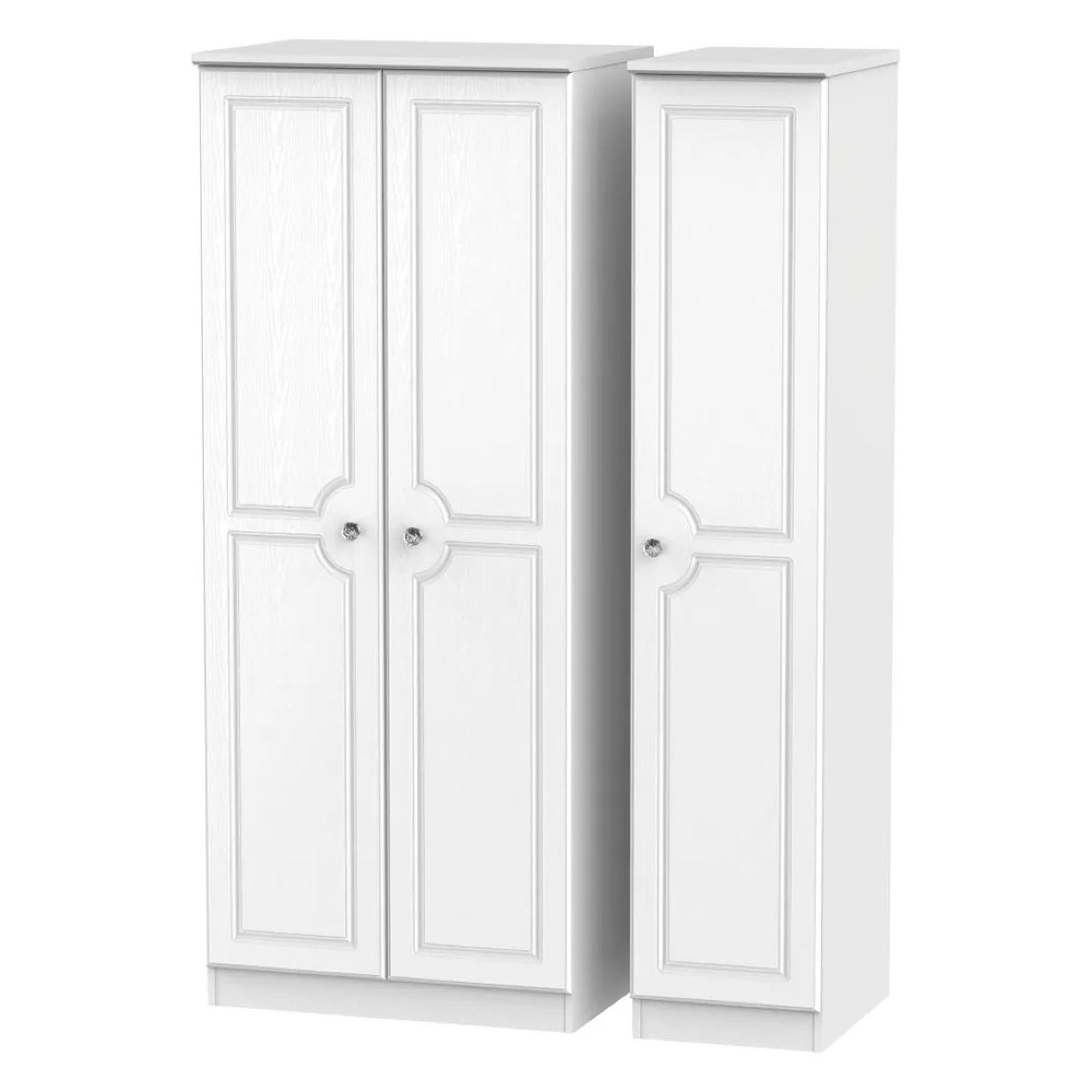Crystal Triple Wardrobe - 3 Door - White