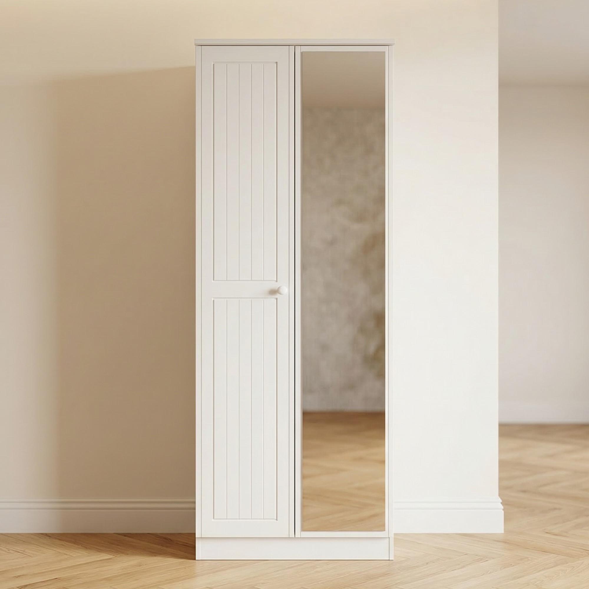 Warwick Wardrobe - 2 Door - 1 Mirror - Tall - White