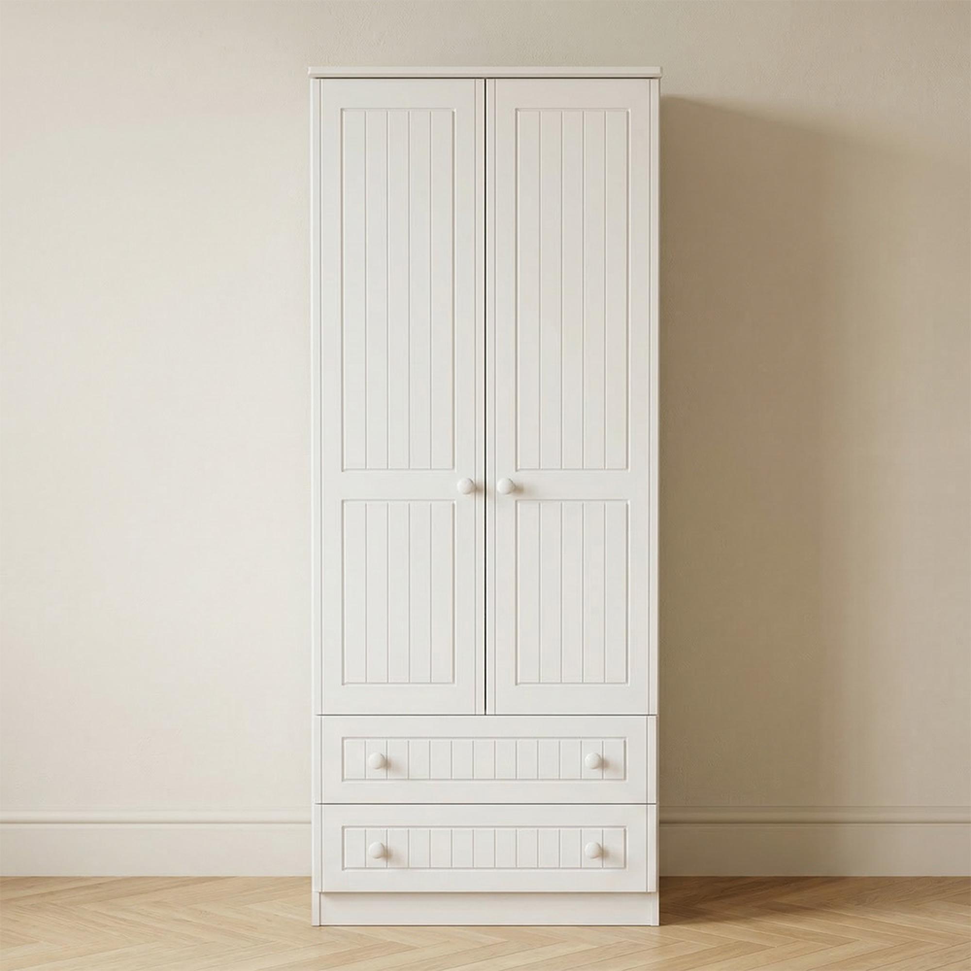 Warwick Wardrobe - 2 Door - 2 Drawer - Double - White
