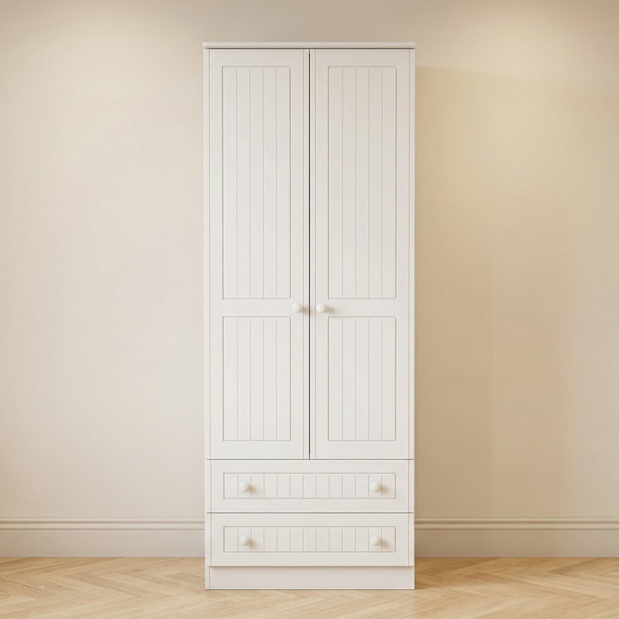Warwick Wardrobe - 2 Door - 2 Drawer - Tall - White
