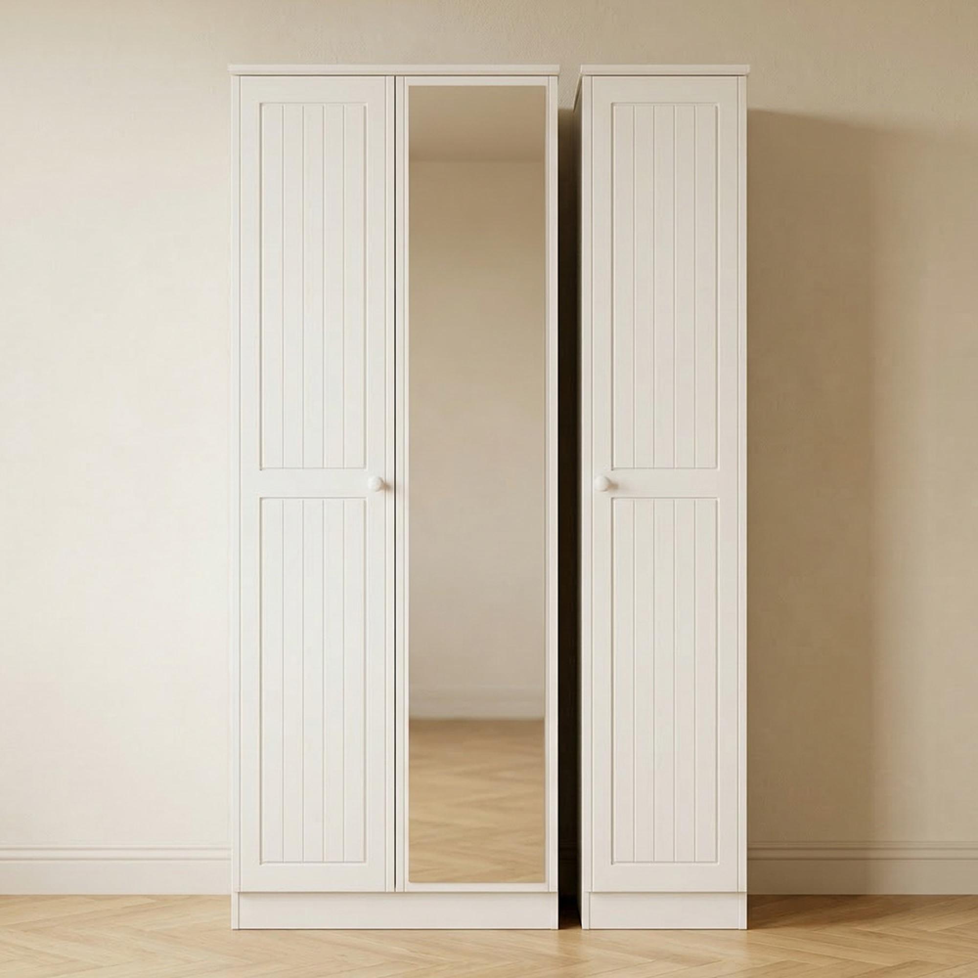 Warwick Wardrobe - 3 Door - 1 Mirror - Tall - Triple - White