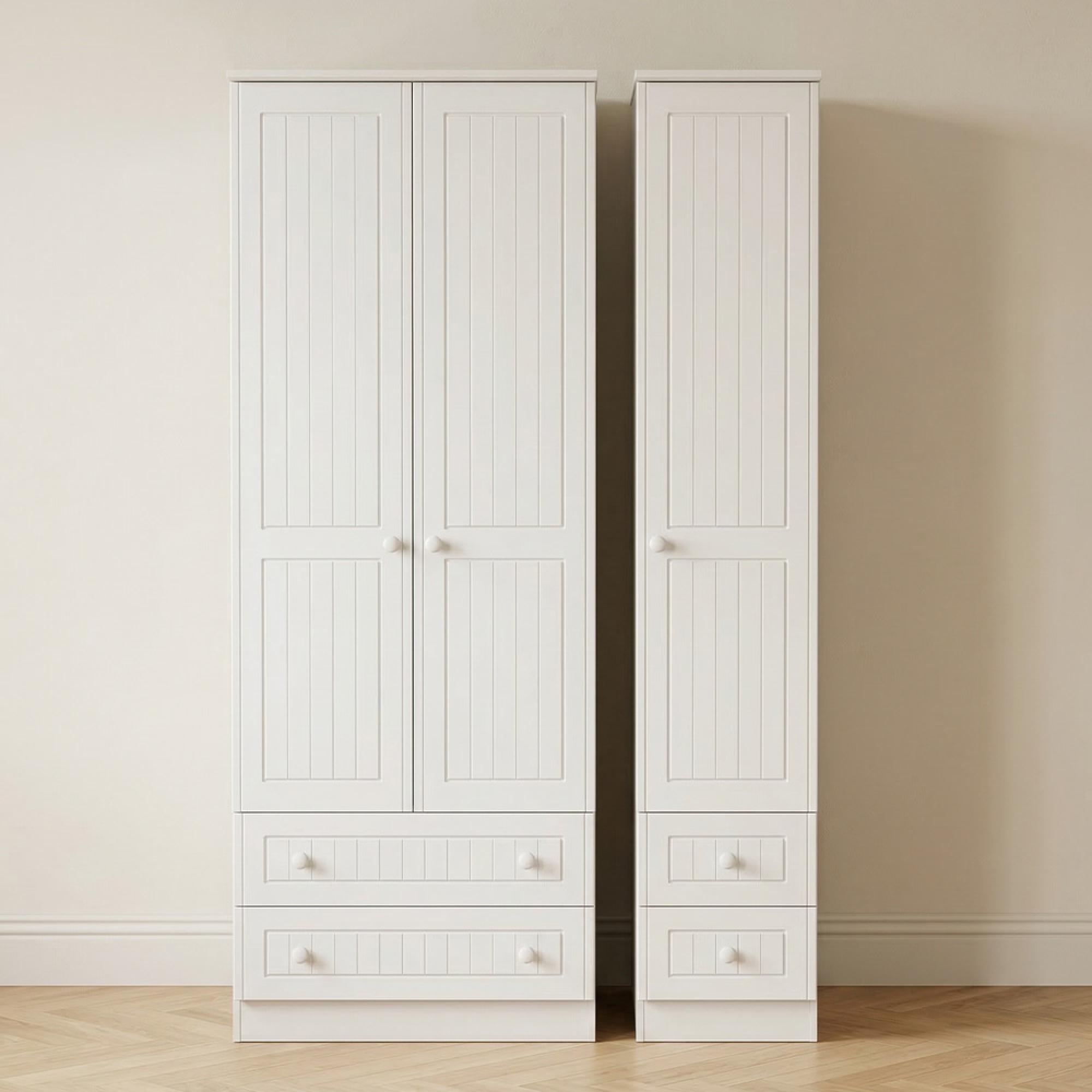 Warwick Wardrobe - 3 Door - 4 Drawers - Tall - Triple - White